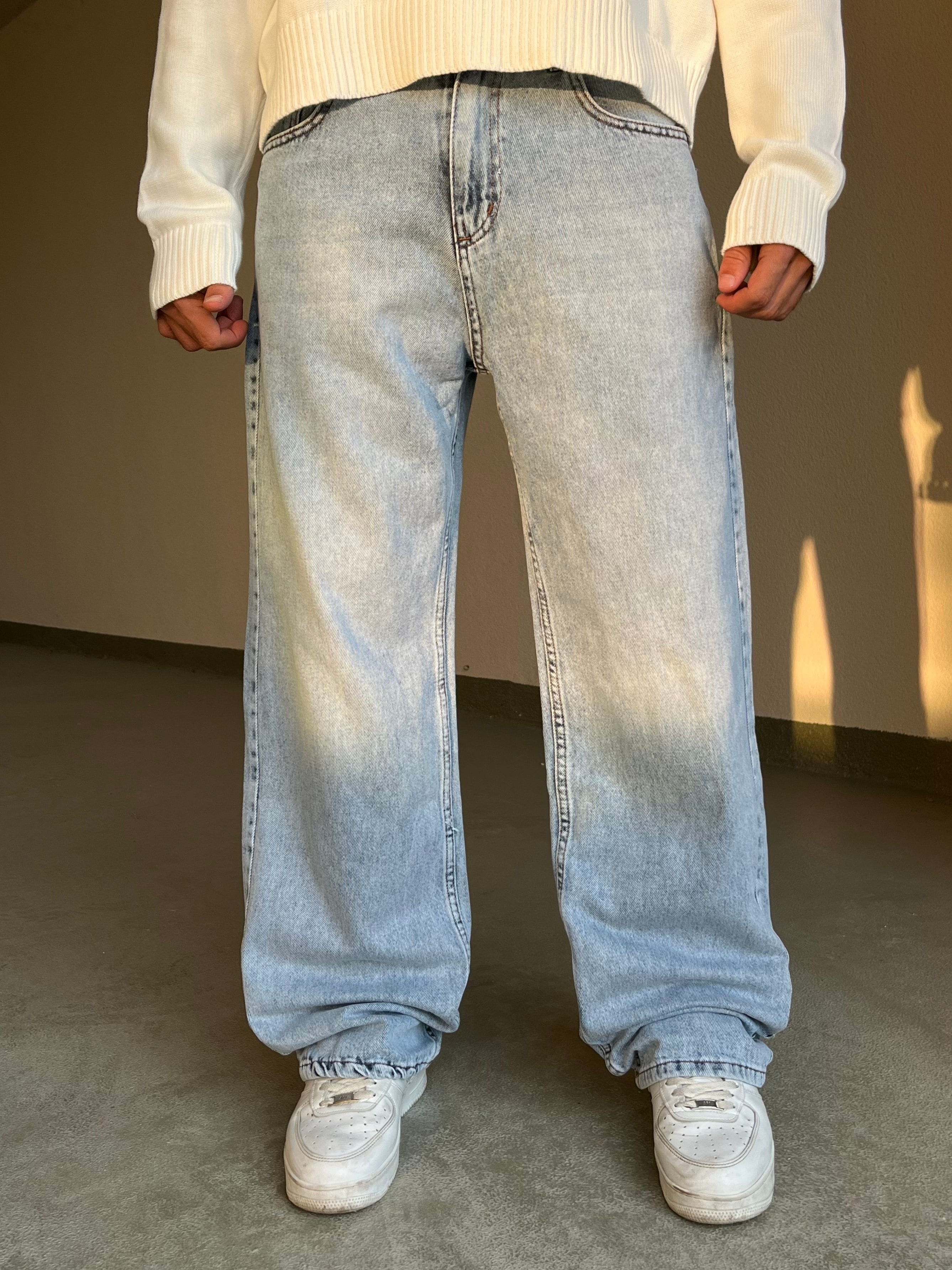 Ice Blue Baggy Pantolon