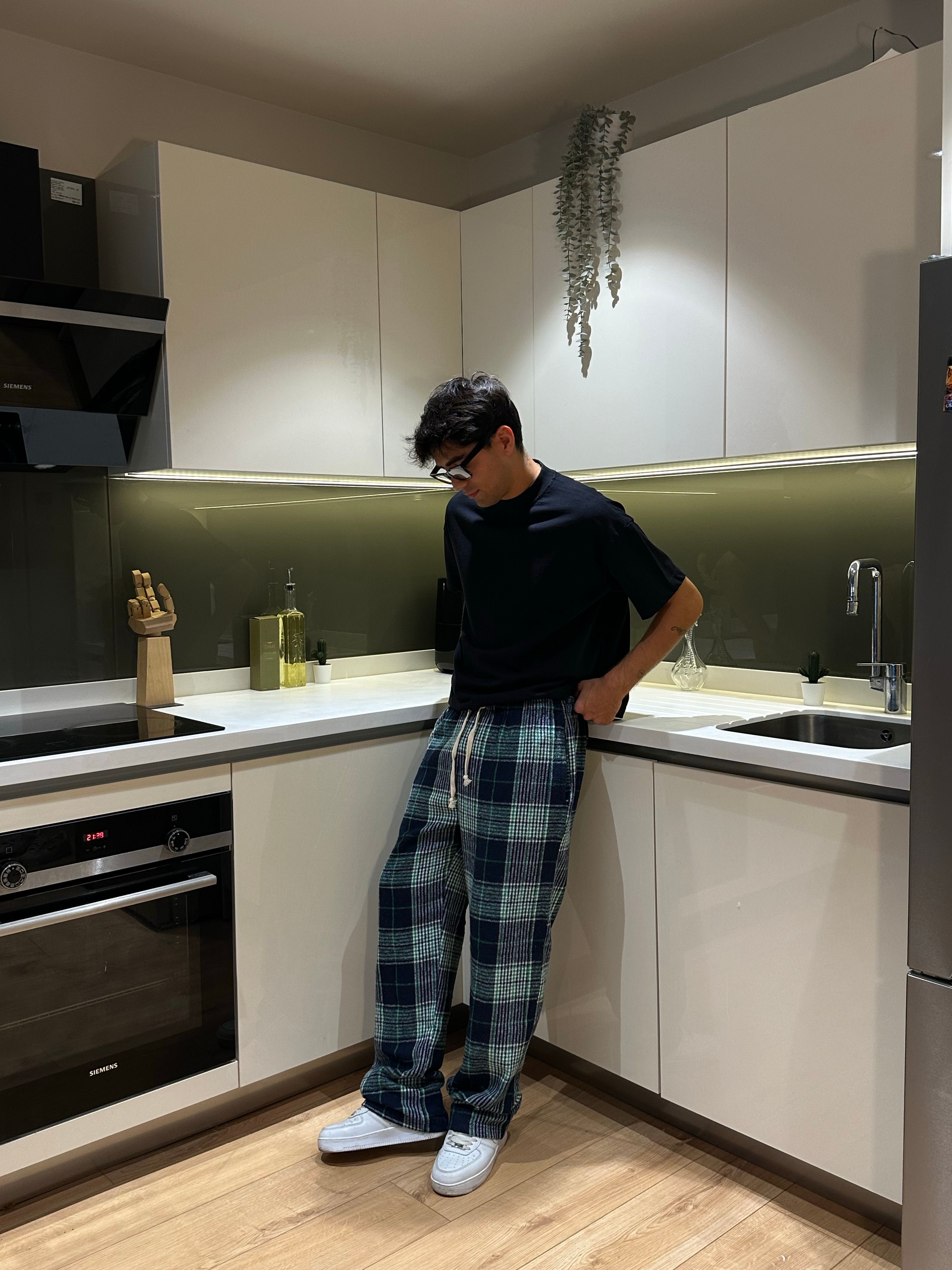 Yeşil Mavi Ekose Pijama Altı