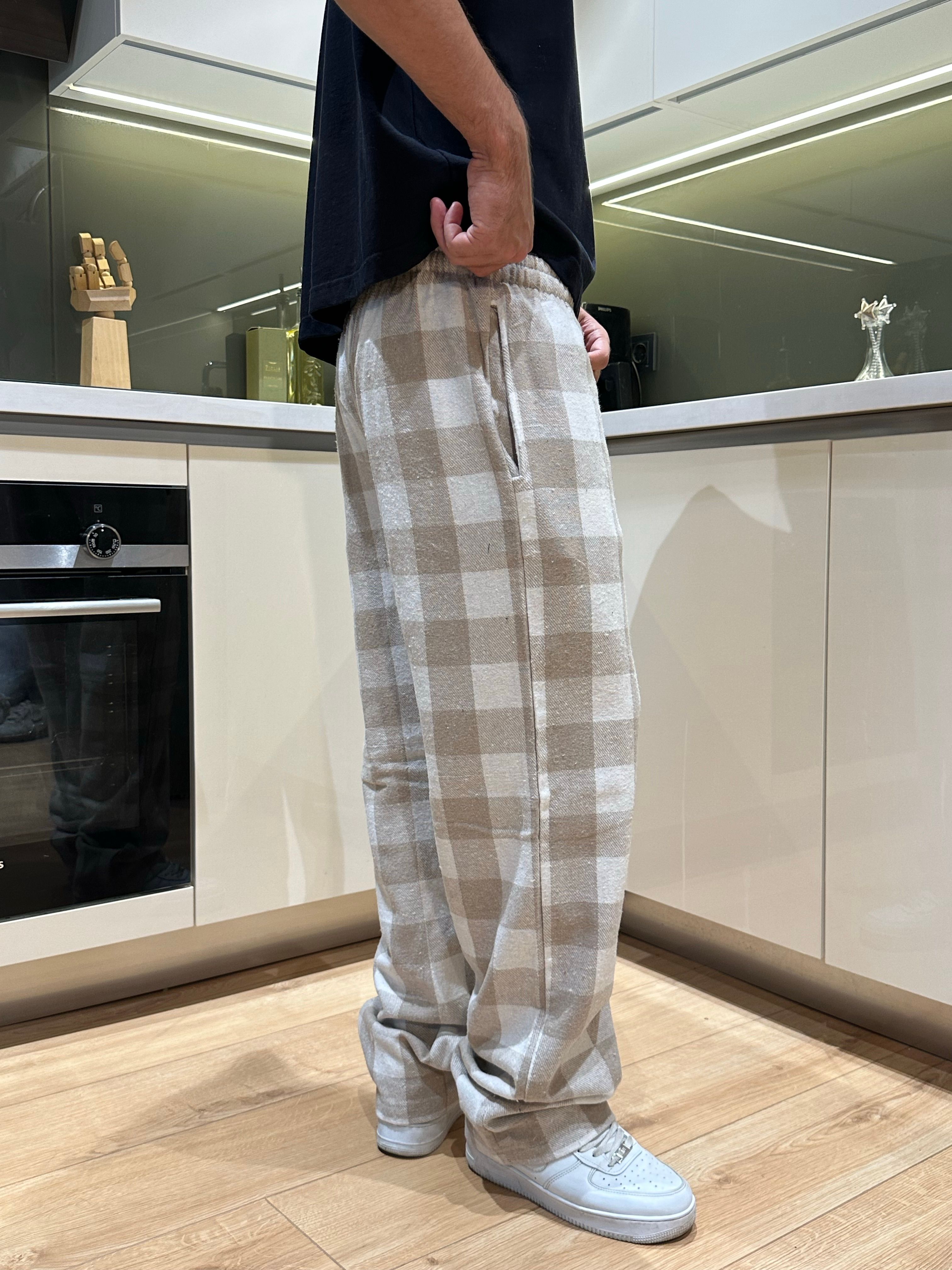 Krem Beyaz Ekose Pijama Altı