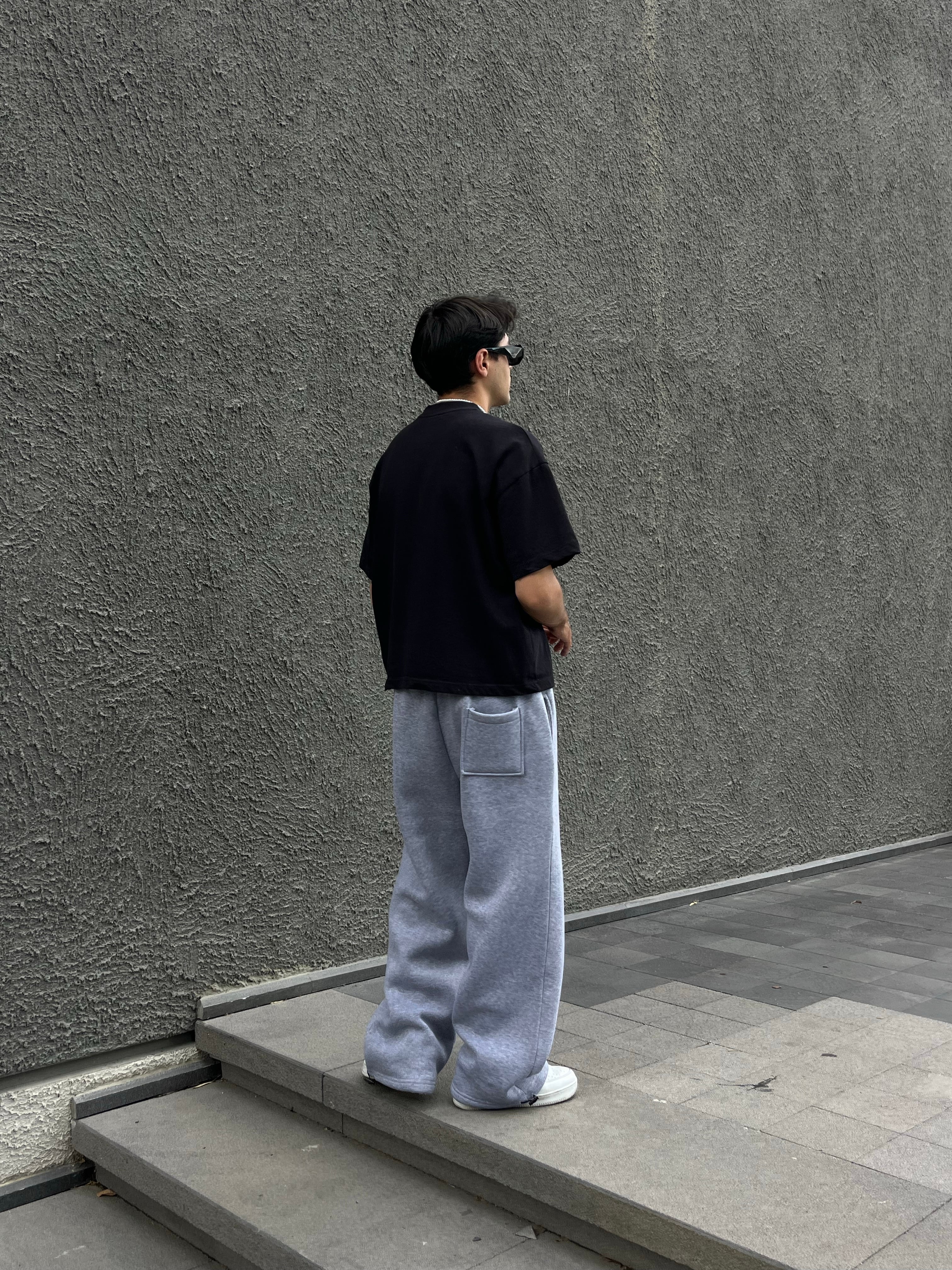 Kışlık Basic Premium Ayarlanabilir Paça Oversize Eşofman Altı - Gri