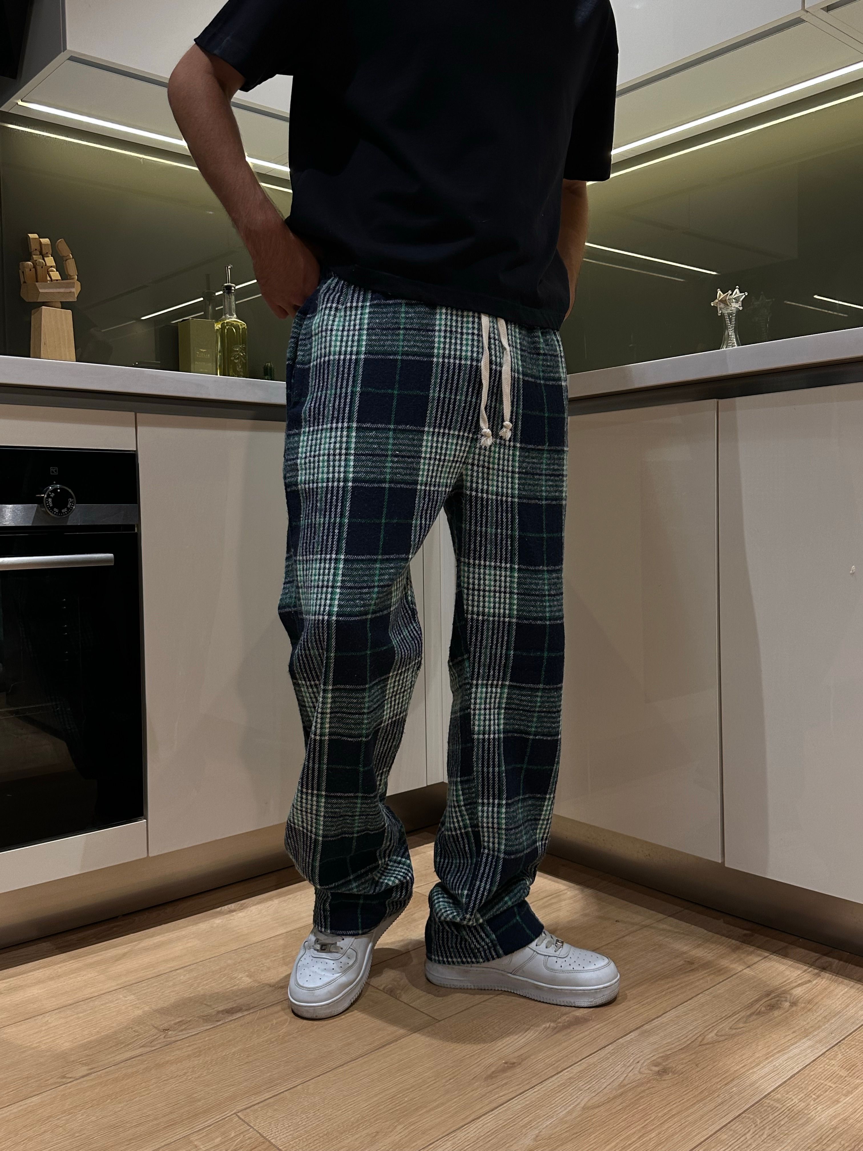Yeşil Mavi Ekose Pijama Altı