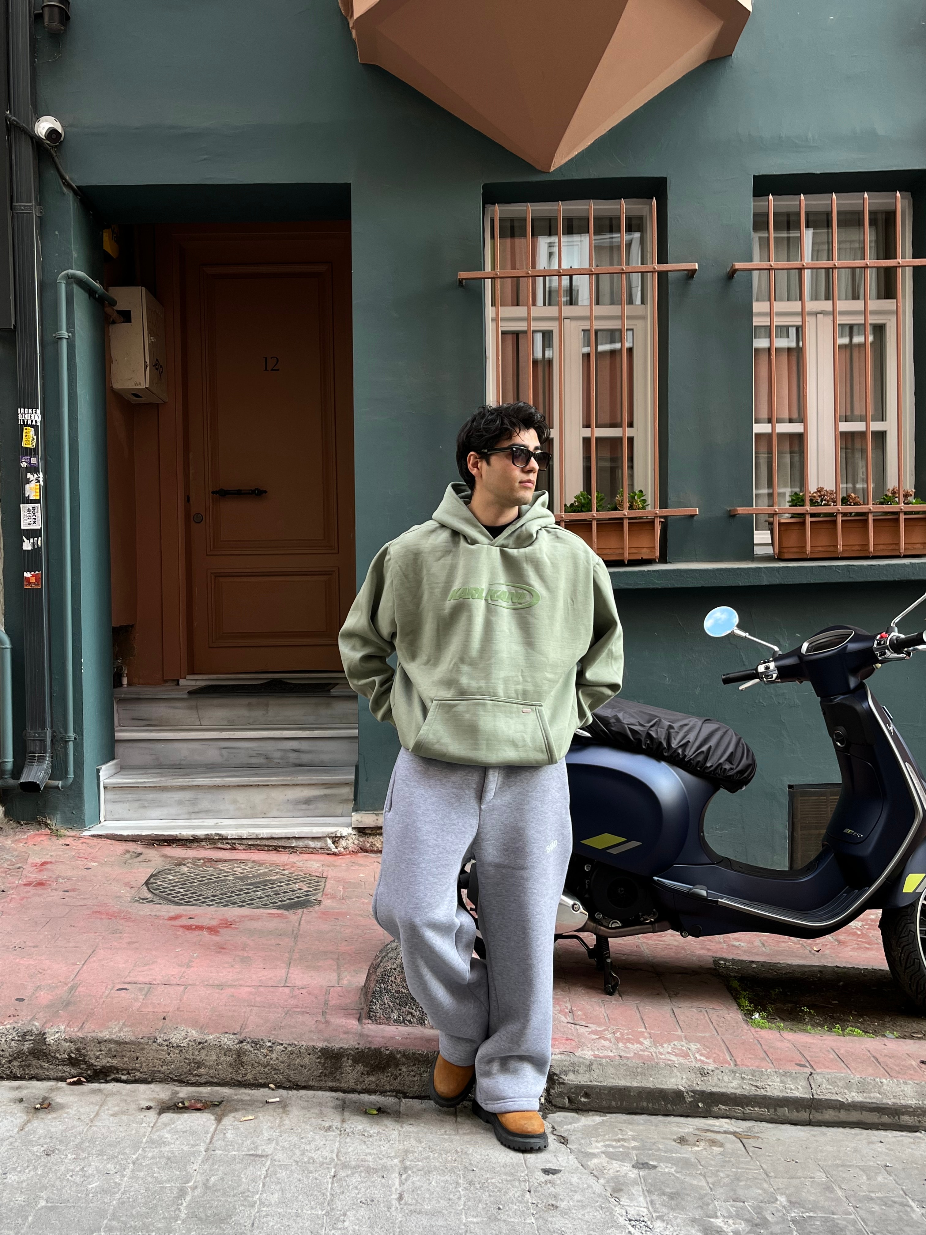 Premium Boxy KK Su Yeşili Hoodie