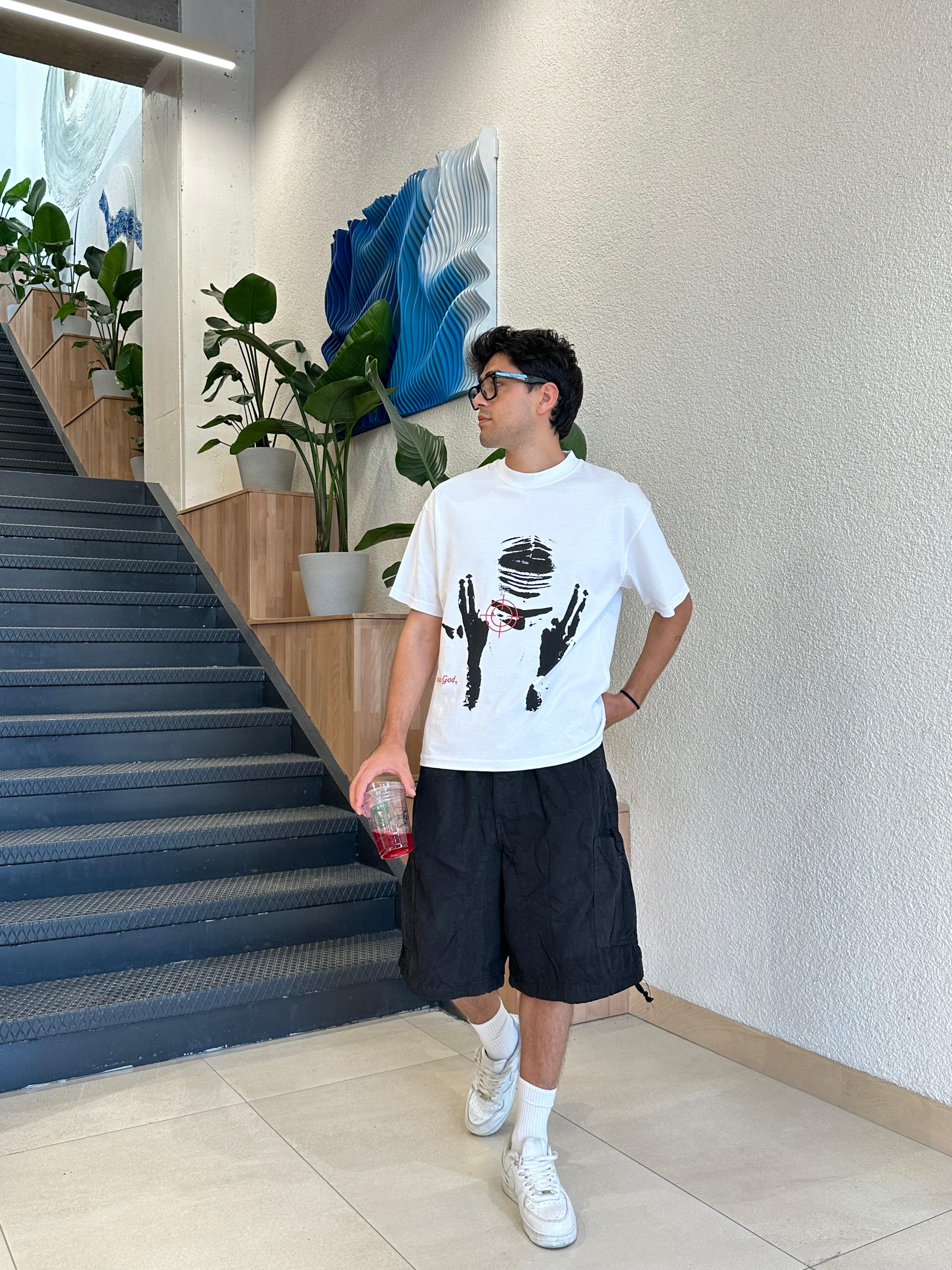 I Fear God Baskılı Oversize Tişört - Beyaz
