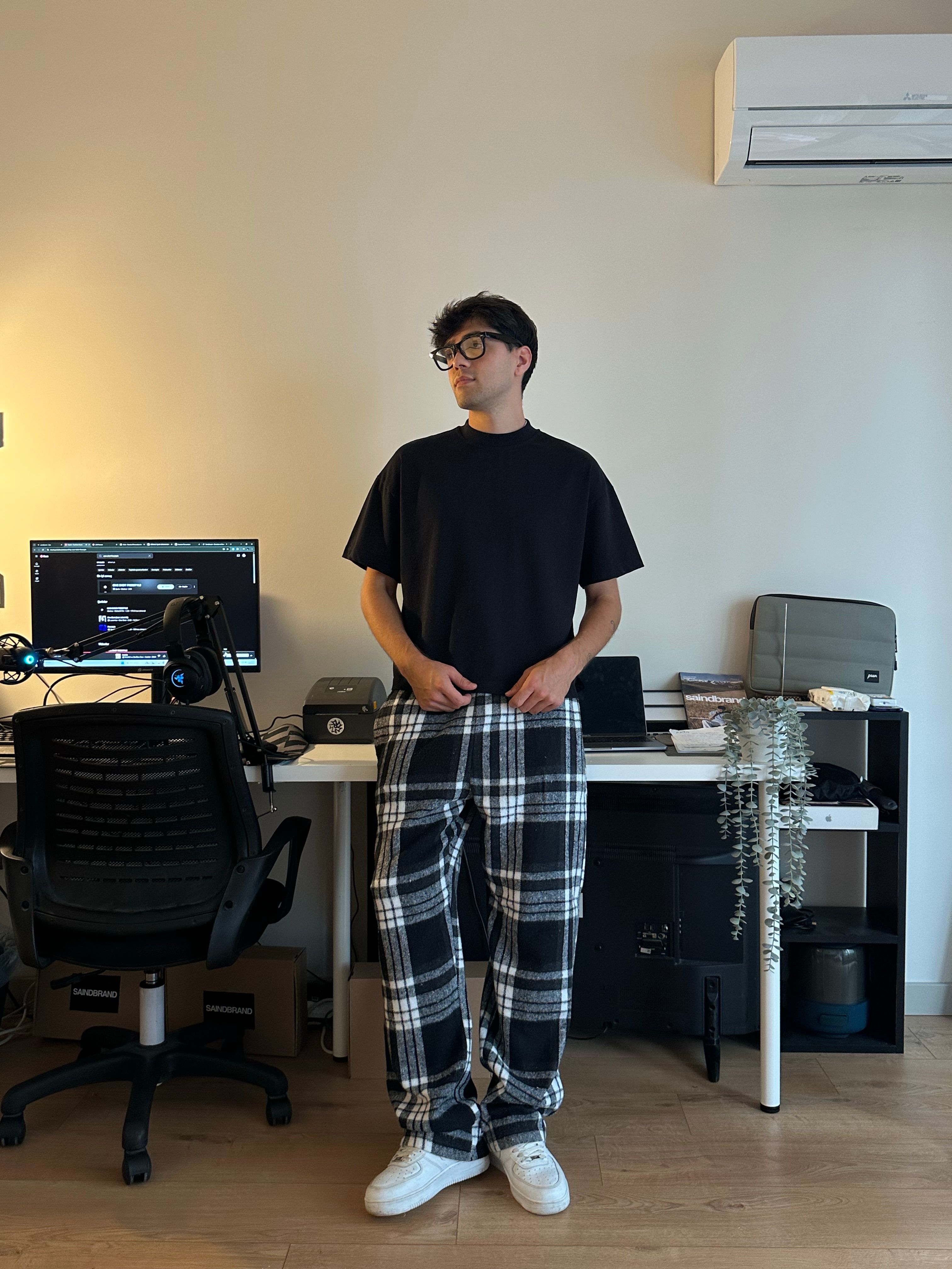 Siyah Beyaz Ekose Pijama Altı 