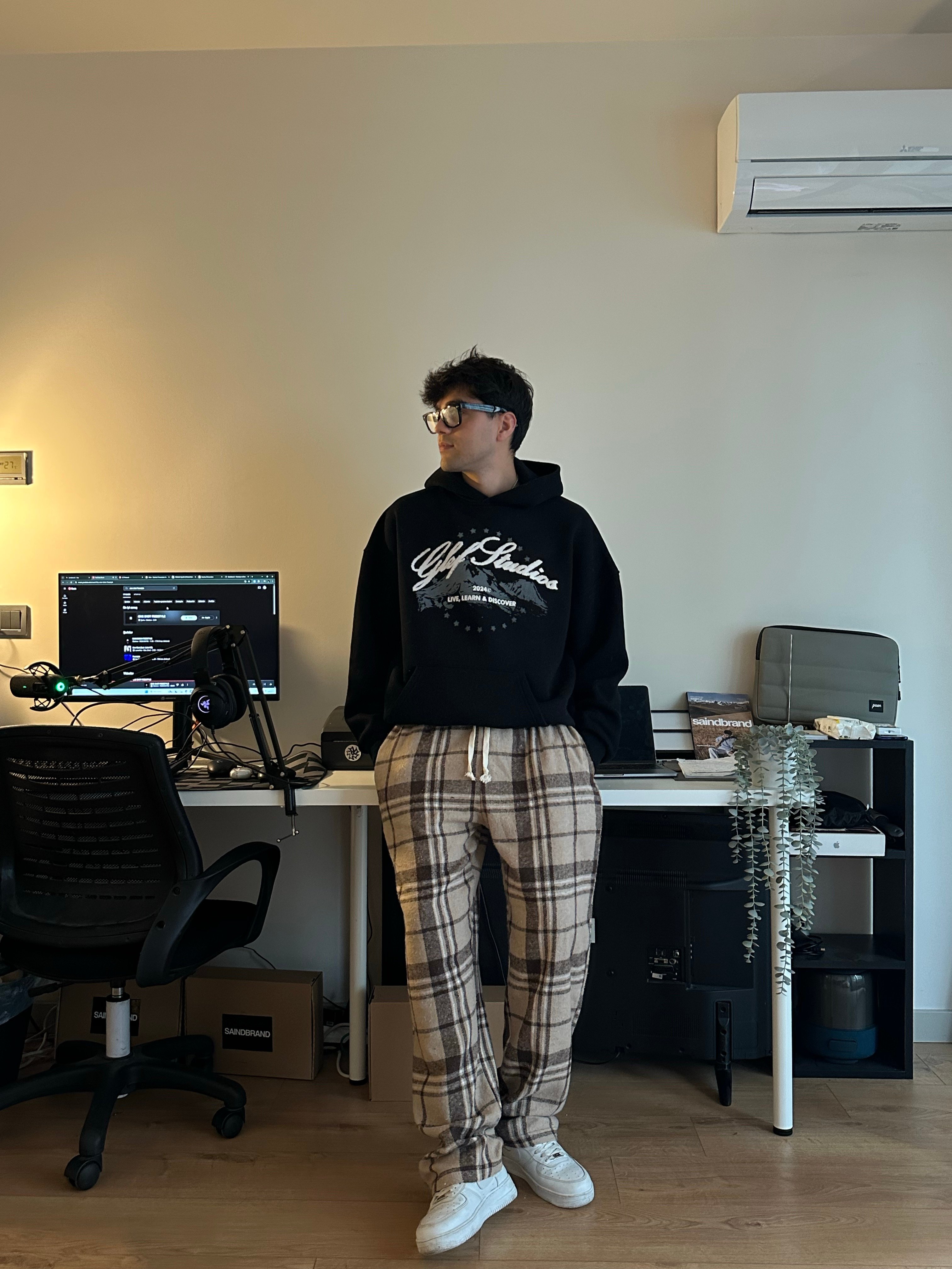 Krem Kahve Ekose Pijama Altı
