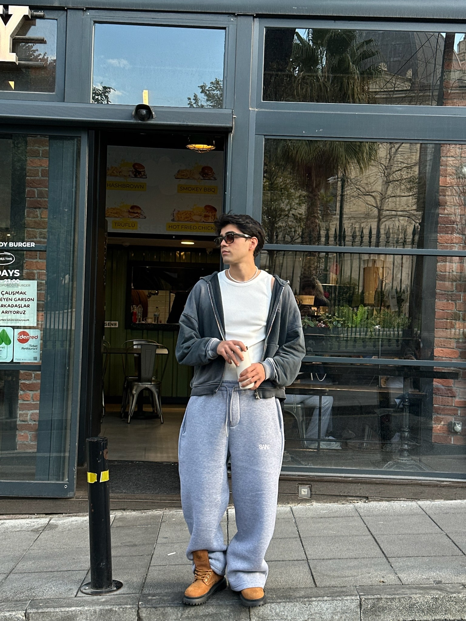 SAIND Nakışlı Premium Ayarlanabilir Paça Eşofman Altı  - Gri