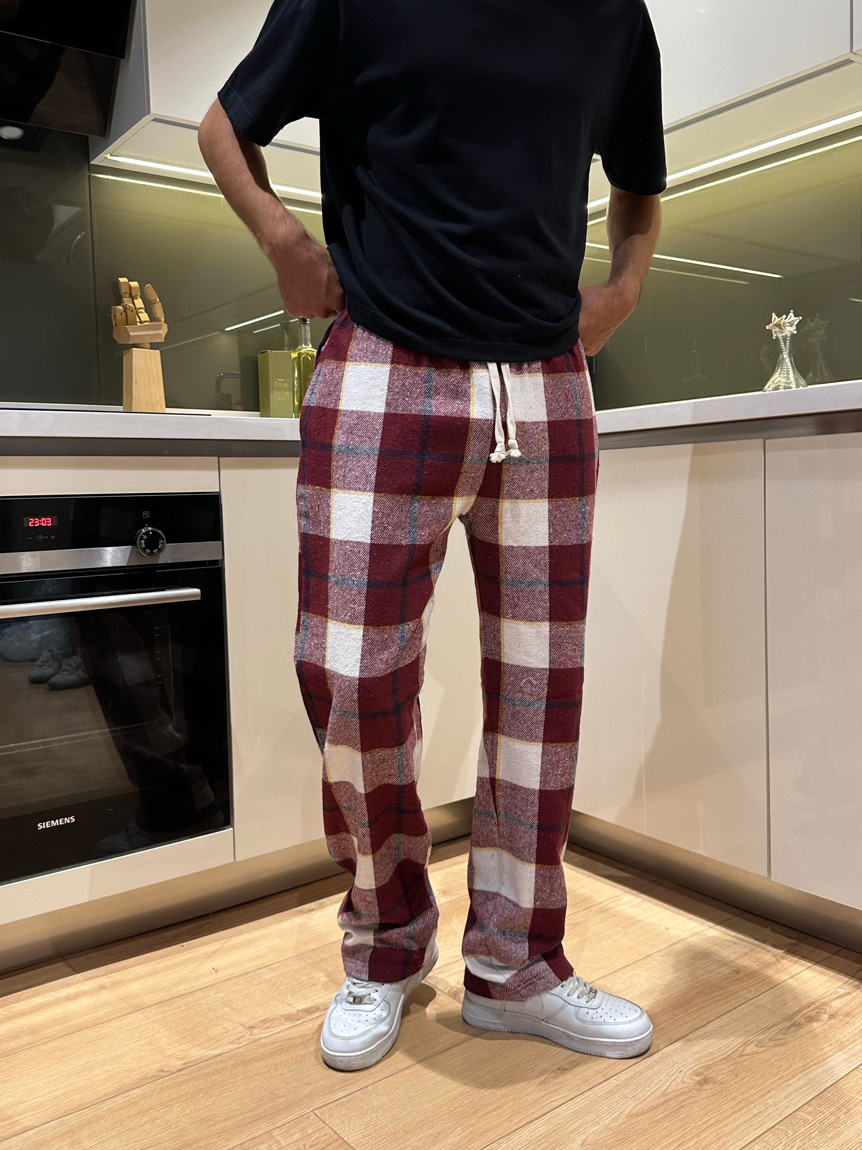 Kırmızı Beyaz Ekose Pijama Altı