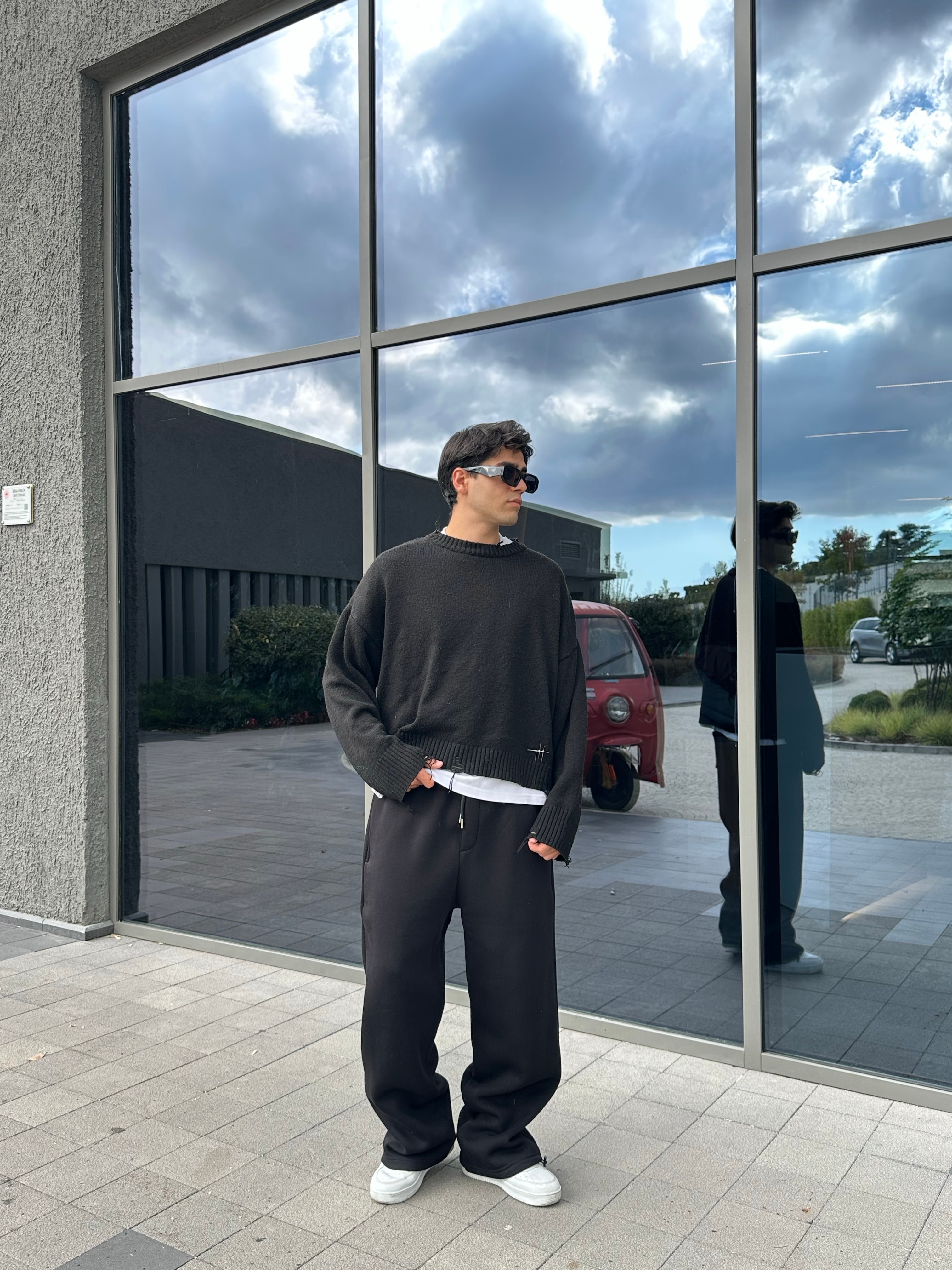 Kışlık Basic Premium Ayarlanabilir Paça Oversize Eşofman Altı - Siyah