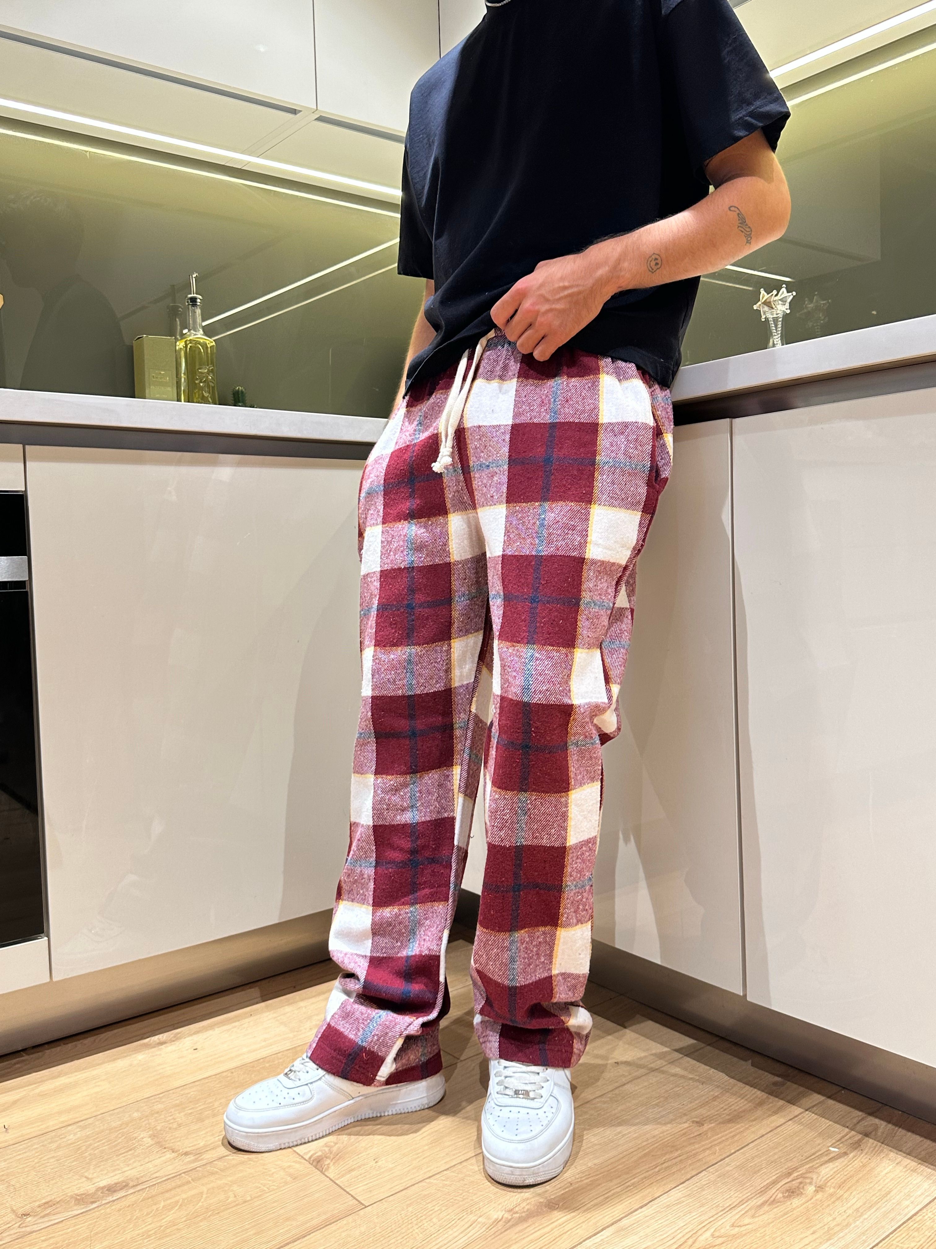 Kırmızı Beyaz Ekose Pijama Altı
