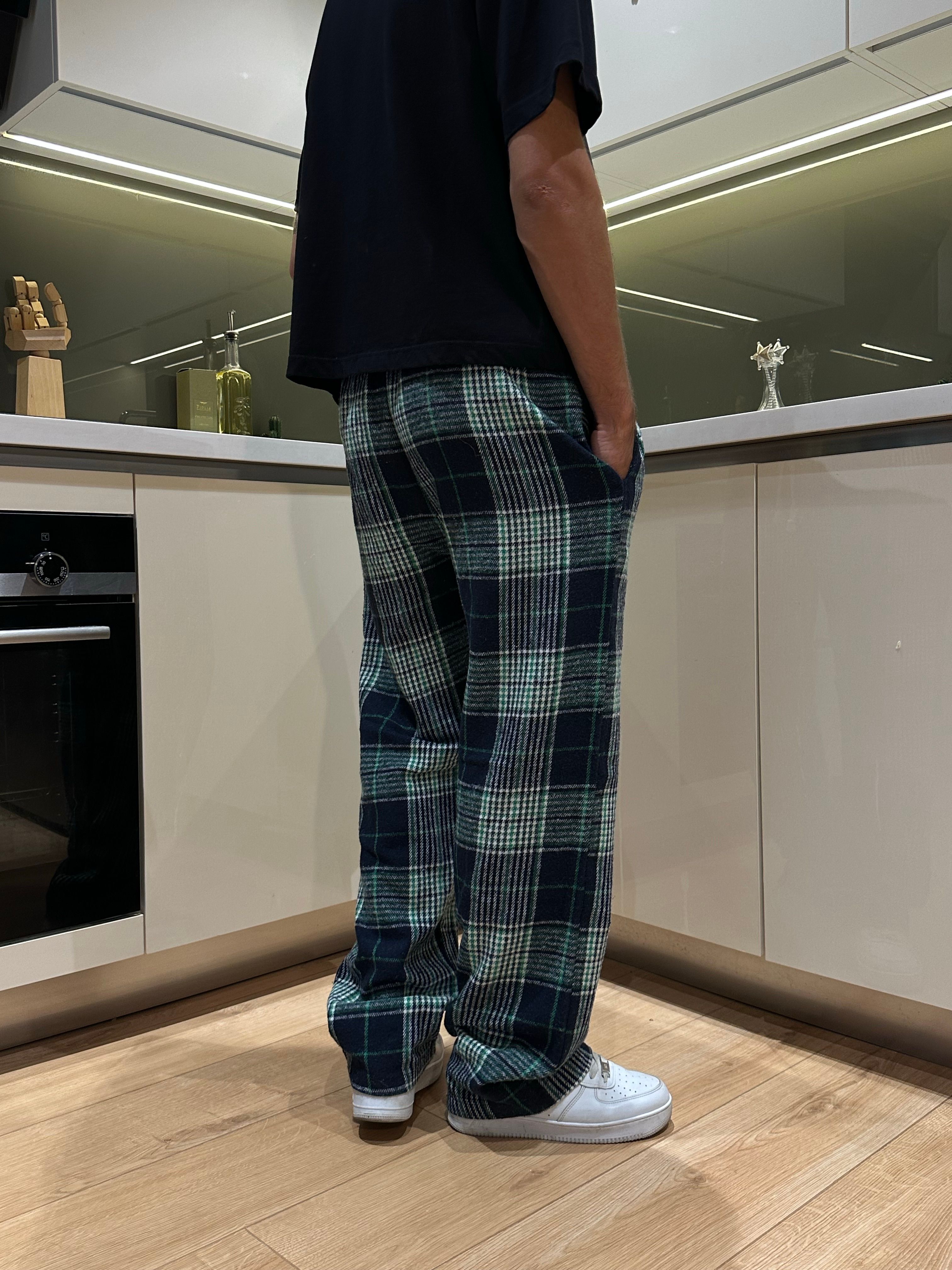 Yeşil Mavi Ekose Pijama Altı