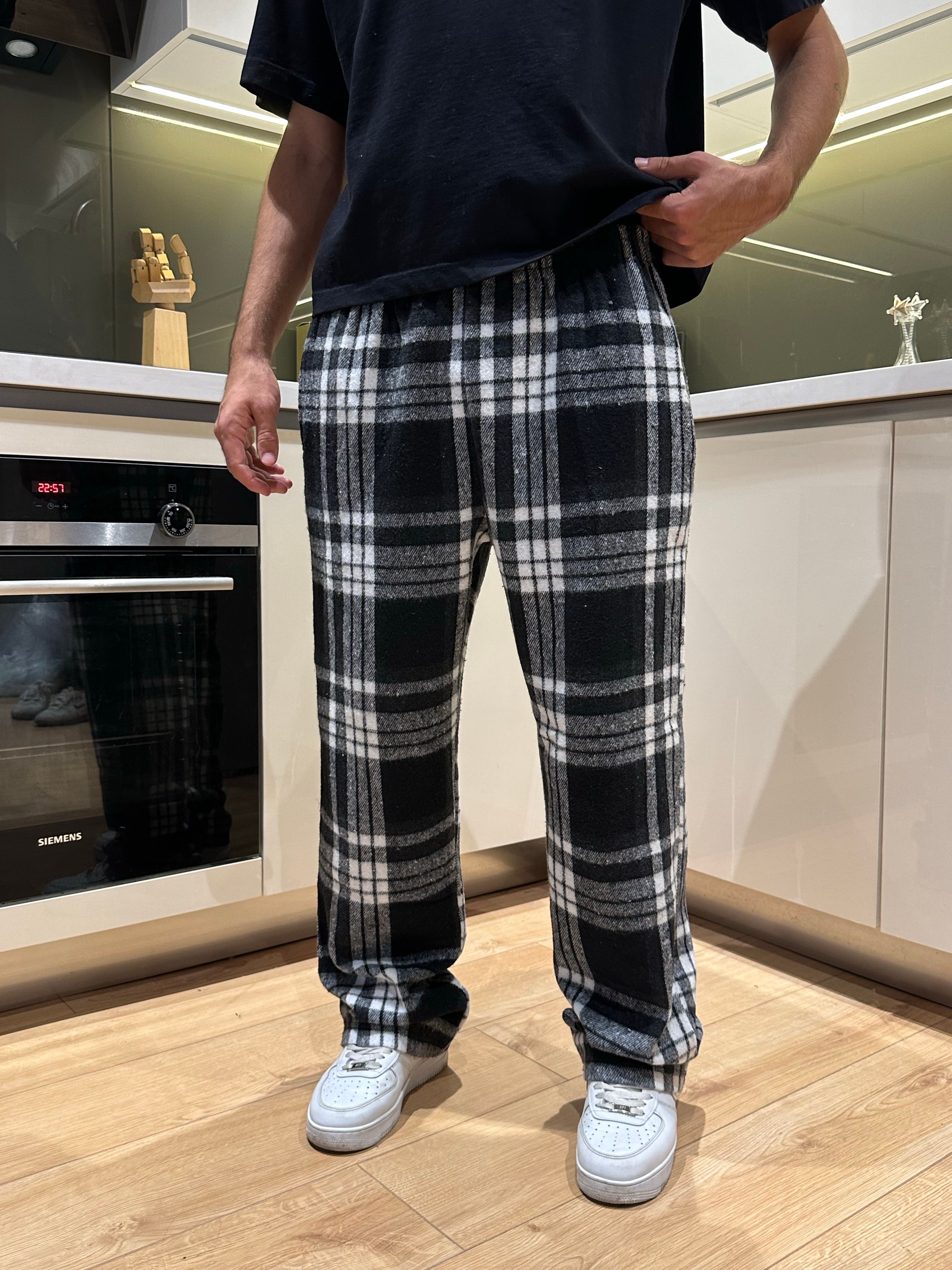 Siyah Beyaz Ekose Pijama Altı 
