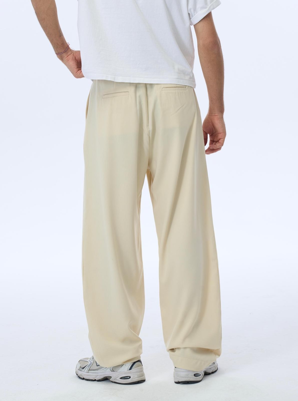 Basic Beyaz Baggy Kumaş Pantolon