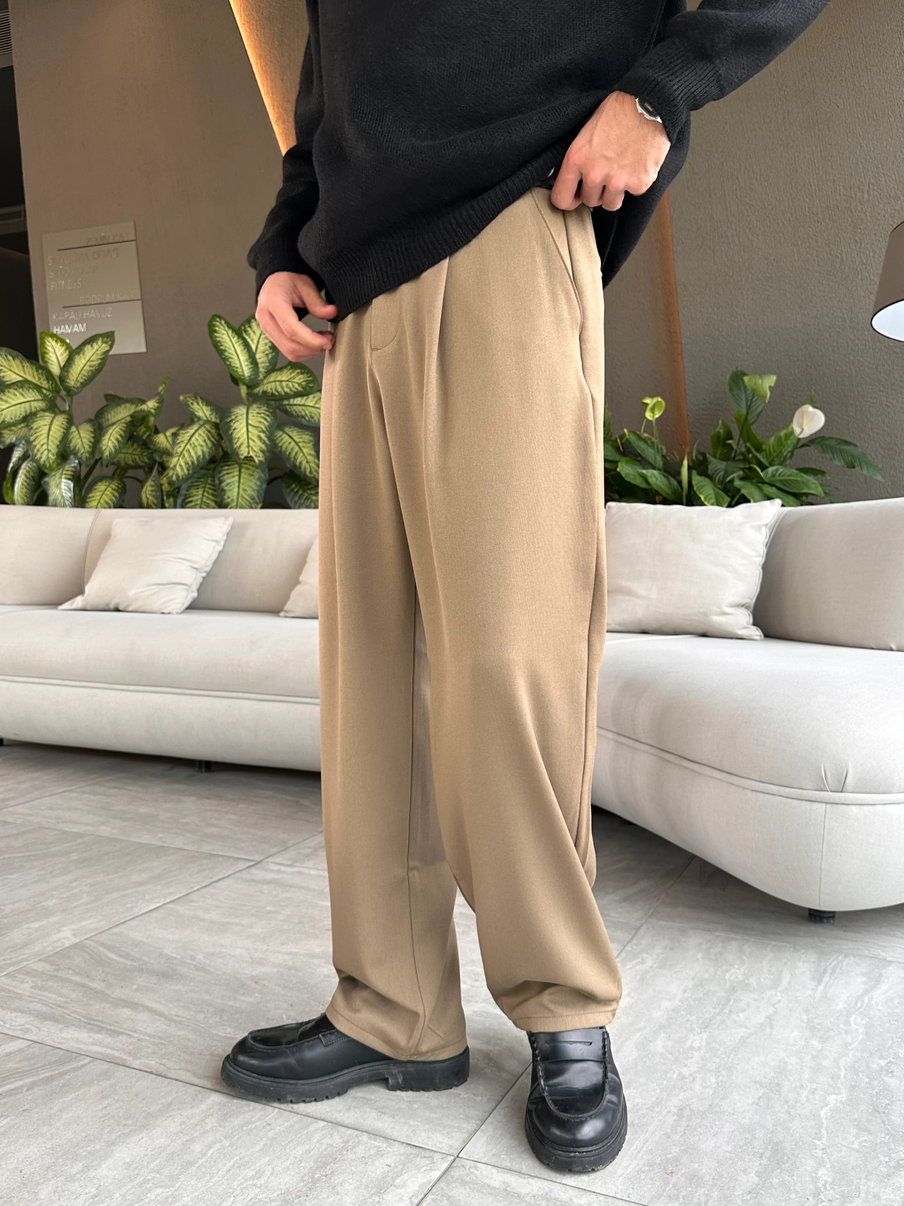 Saind Studio Baggy Premium Kumaş Pantolon  - Vizon