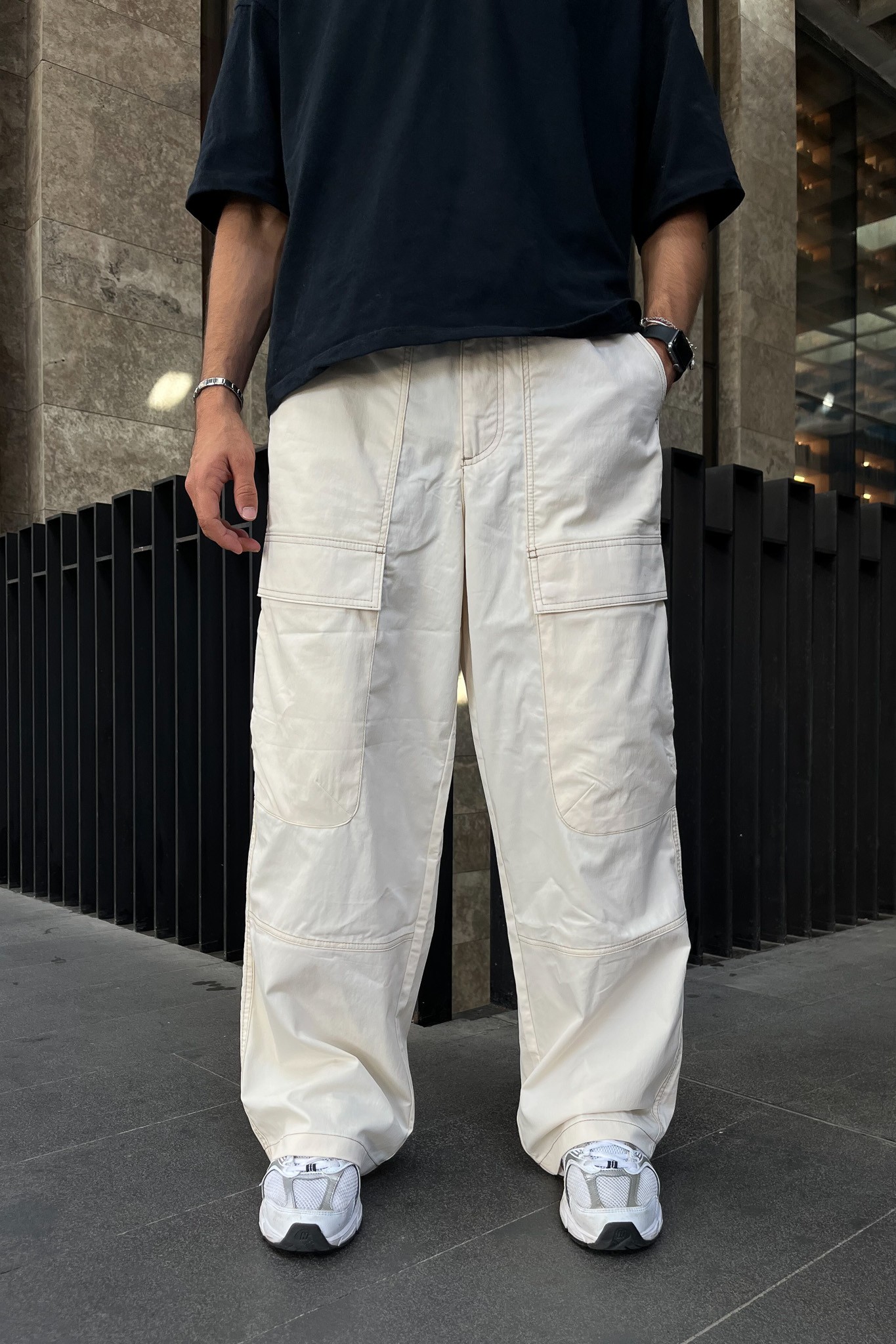 Beige Cargo Pantolon 