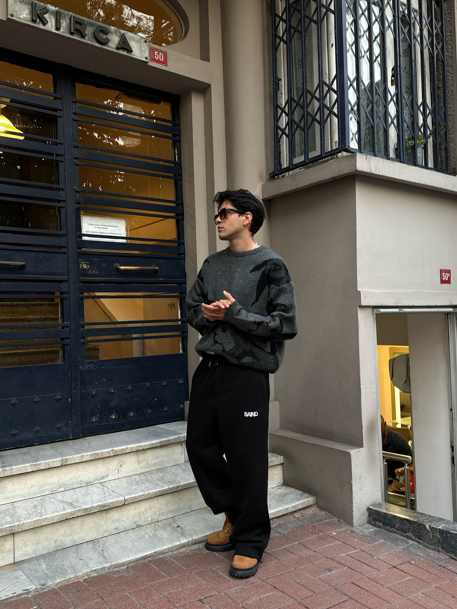 SAIND Nakışlı Premium Ayarlanabilir Paça Eşofman Altı  - Siyah