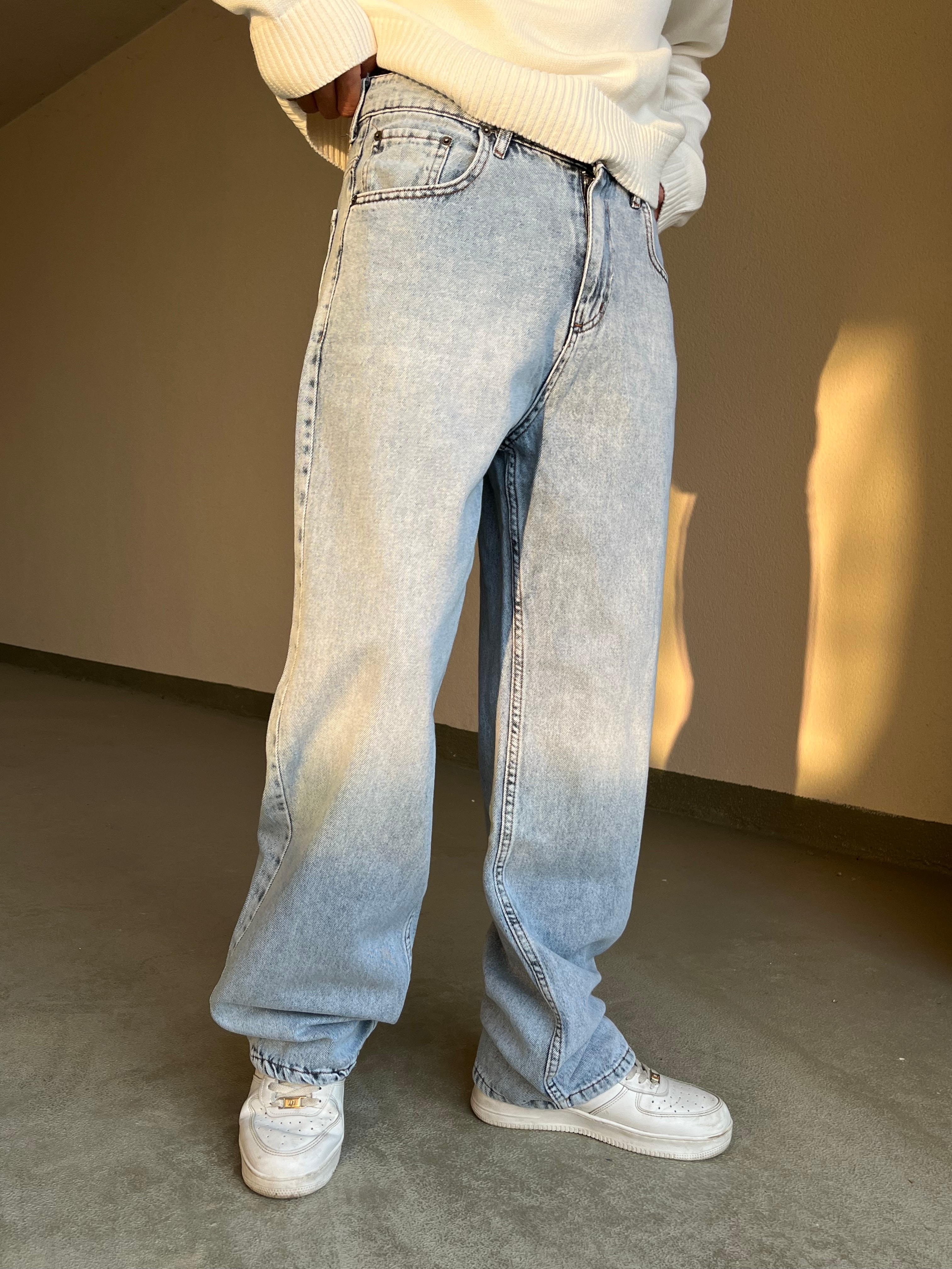 Ice Blue Baggy Pantolon