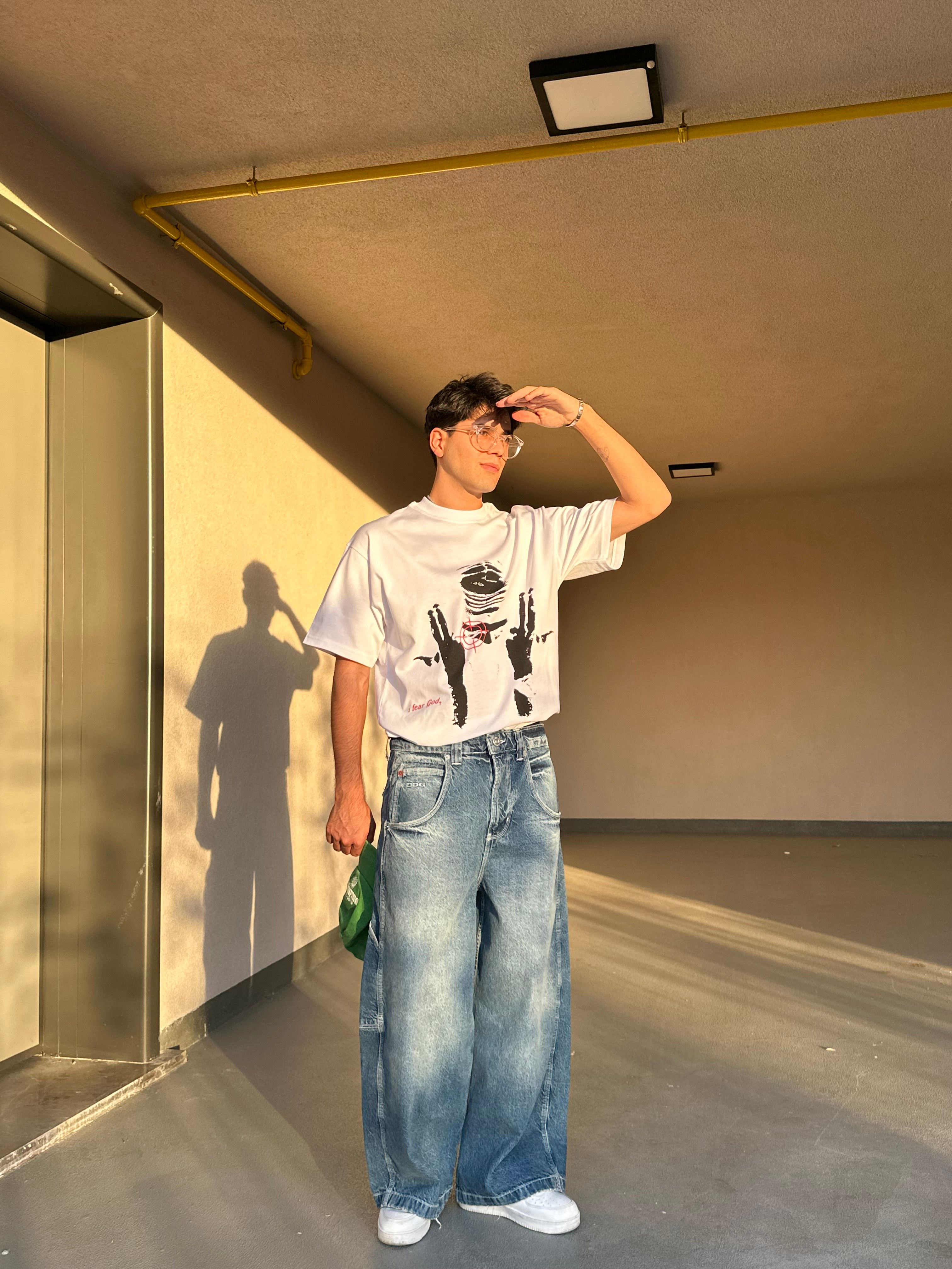 Yıkamalı Mavi Baggy Skate Pantolon