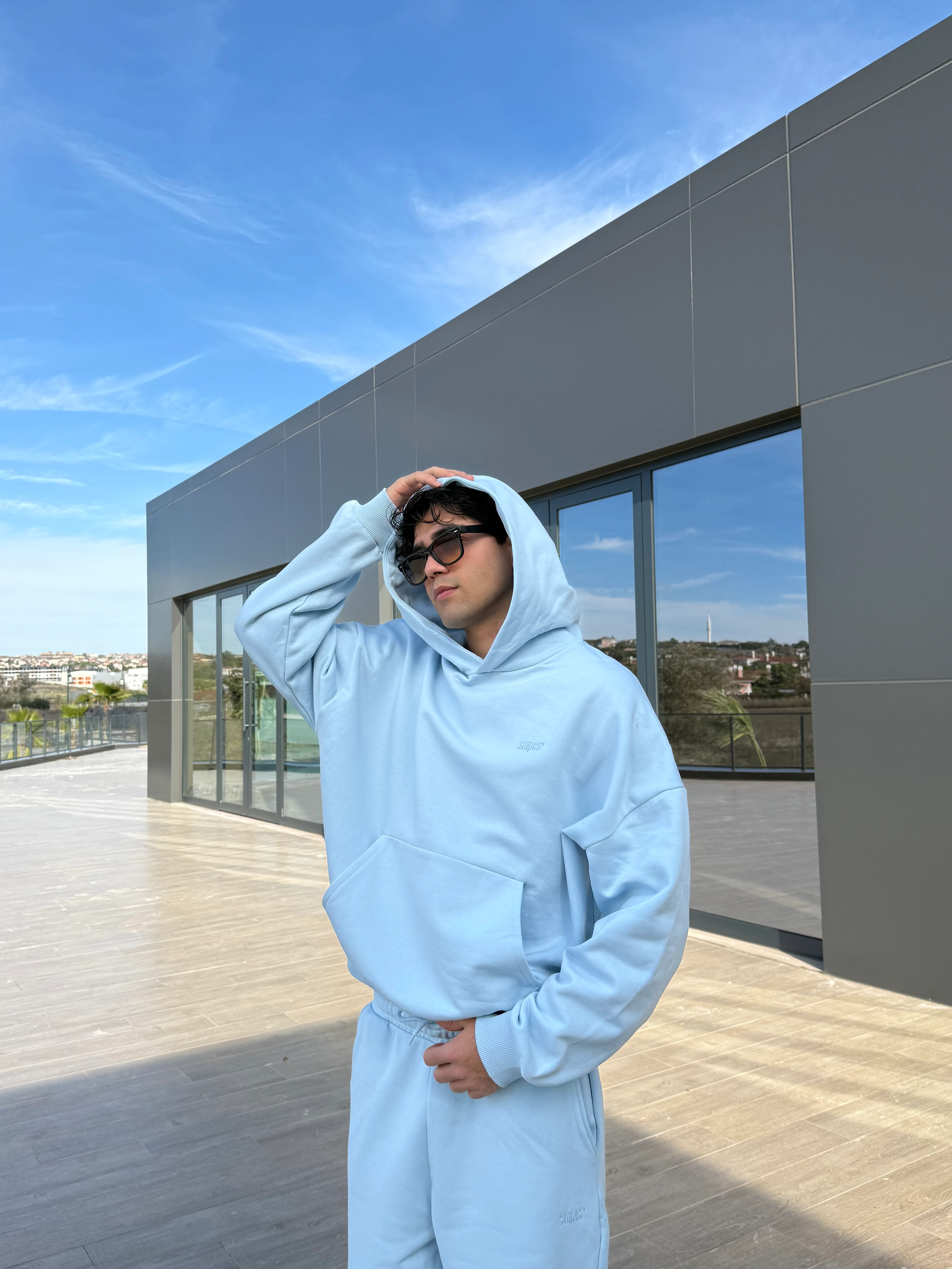 Nakışlı Bebe Mavisi Oversize Sweatshirt