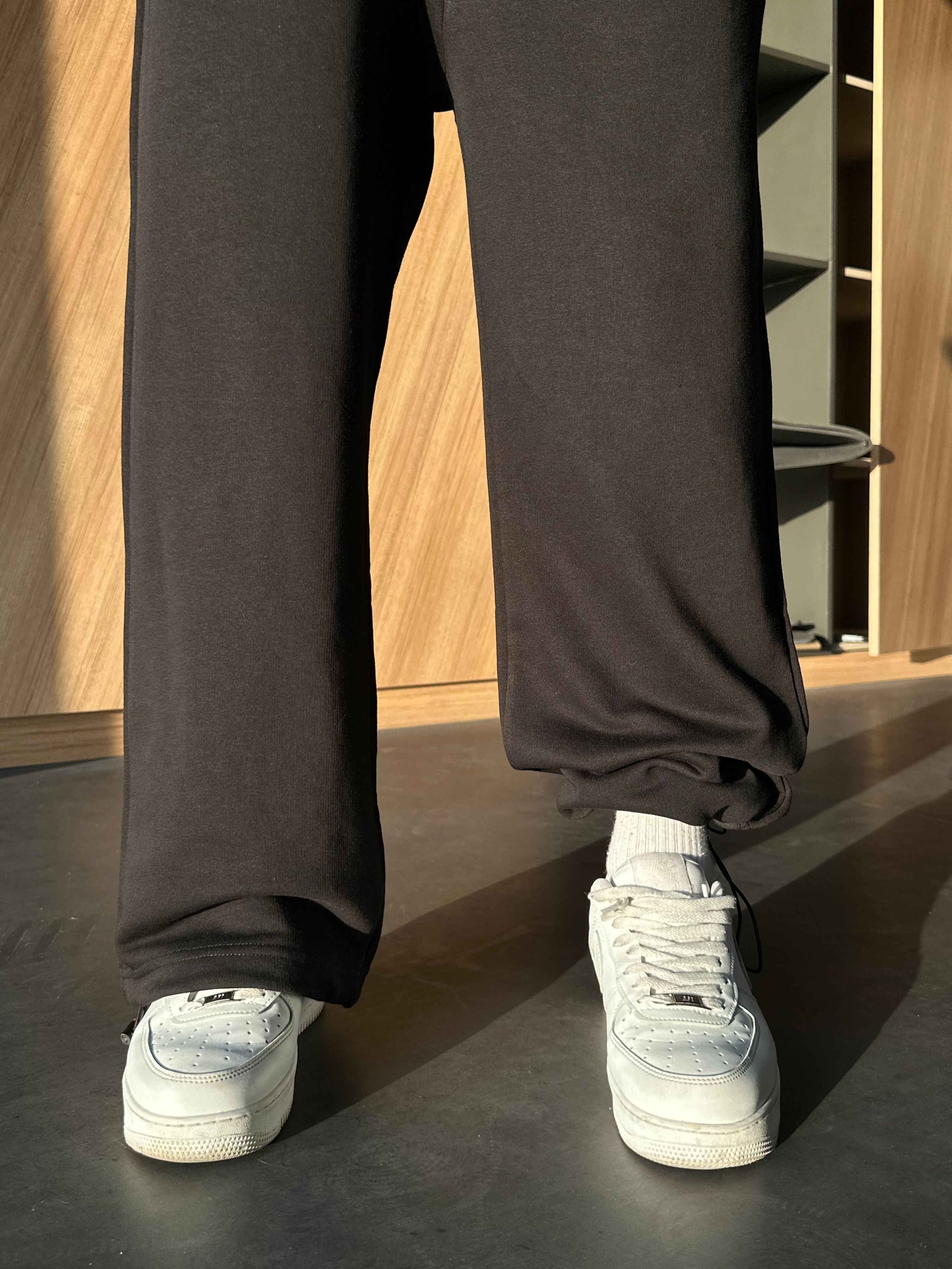 Basic Paça Lastikli Baggy Siyah Eşofman Altı