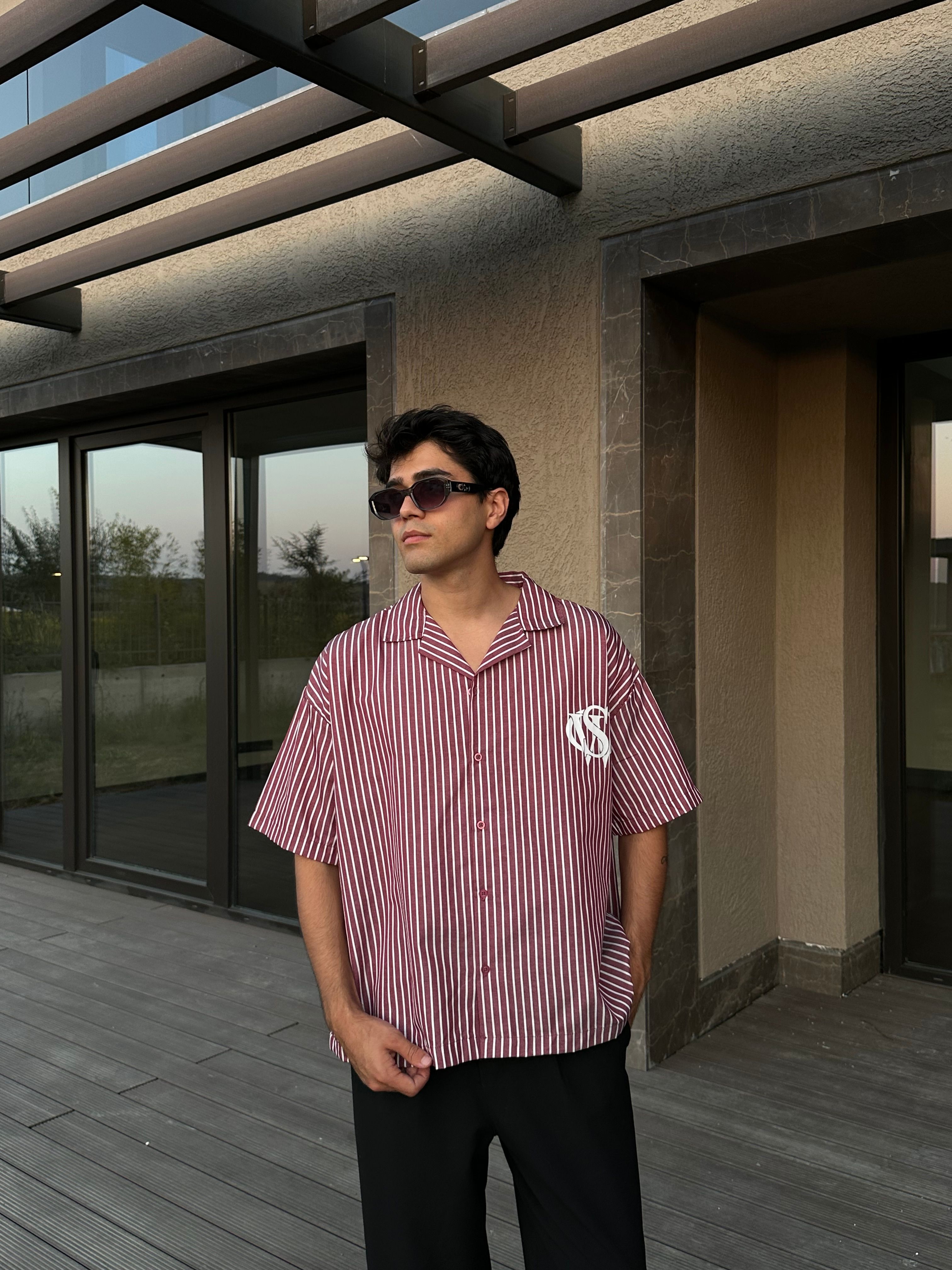 Sumwon Athl. Baskılı Oversize Gömlek - Bordo