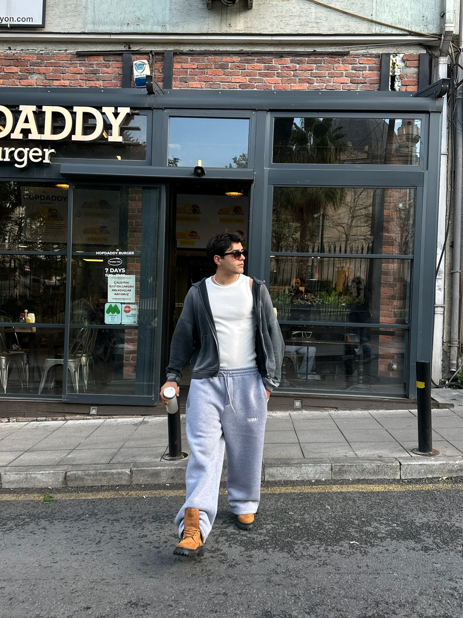 SAIND Nakışlı Premium Ayarlanabilir Paça Eşofman Altı  - Gri