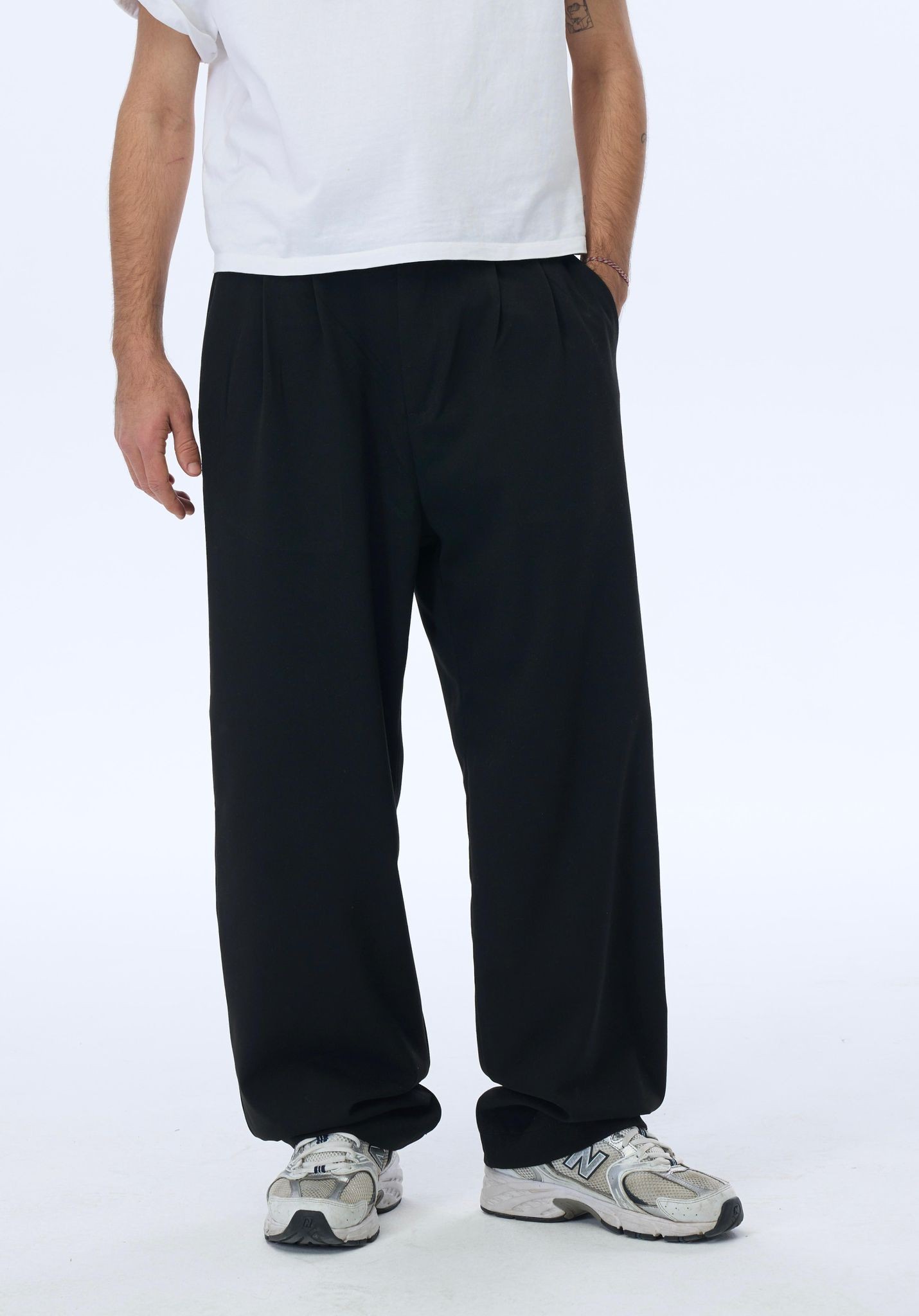 Basic Siyah Baggy Kumaş Pantolon