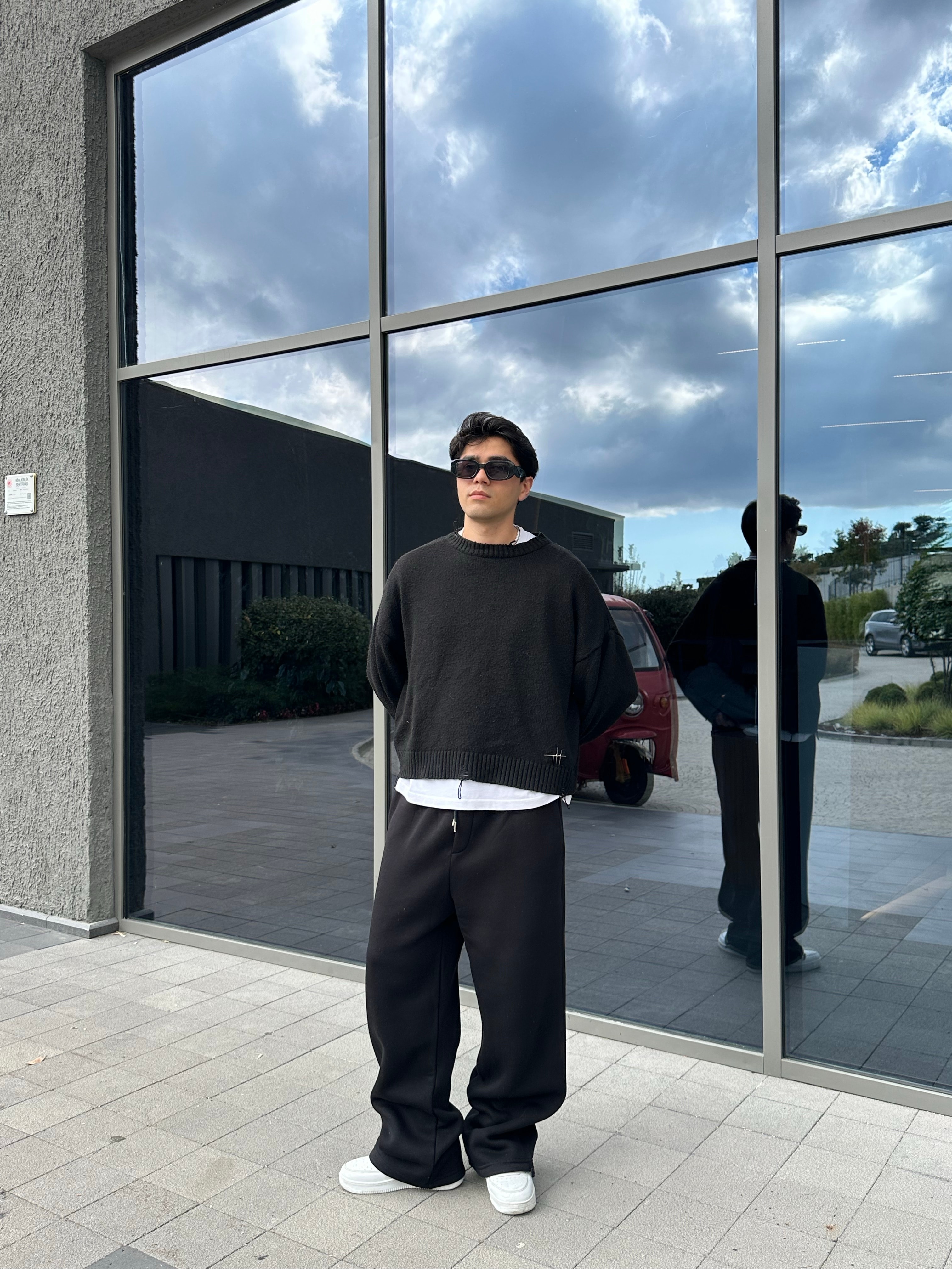 Kışlık Basic Premium Ayarlanabilir Paça Oversize Eşofman Altı - Siyah