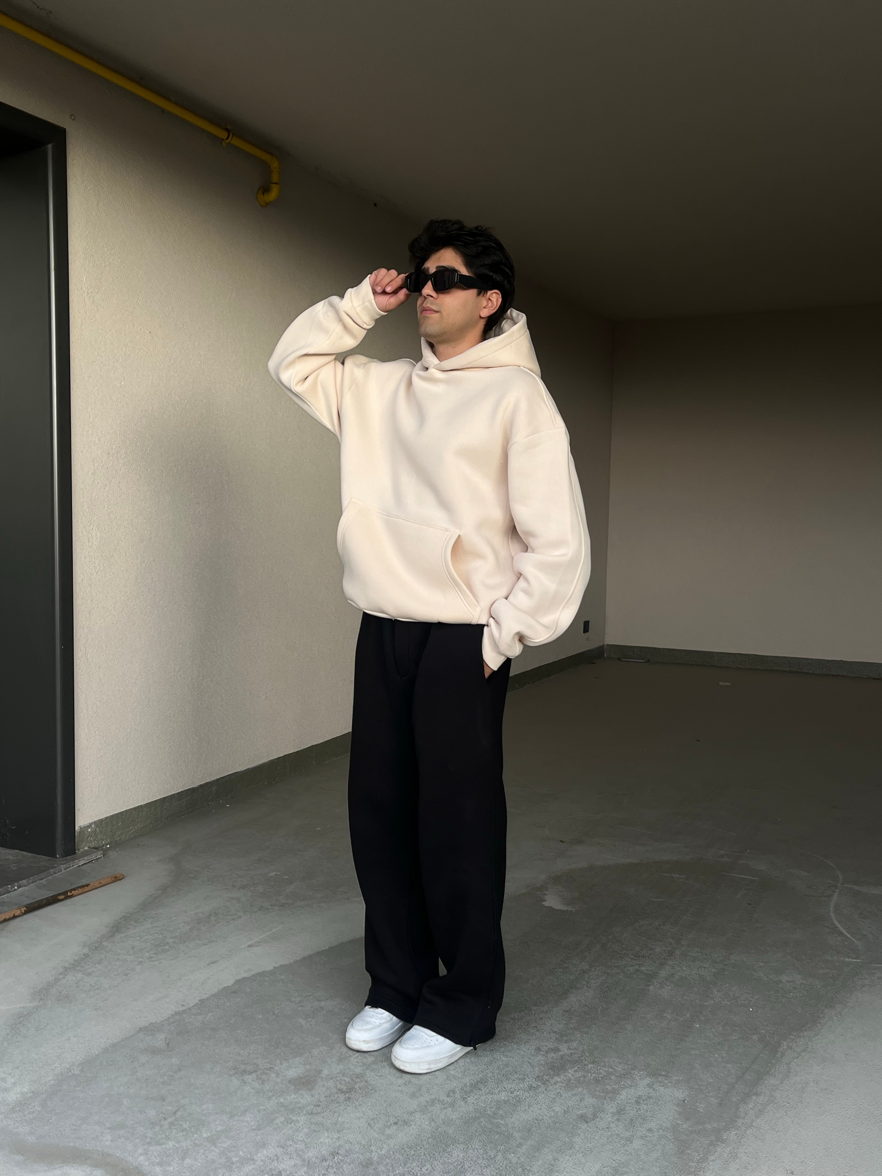 Basic Oversize Krem Sweatshirt