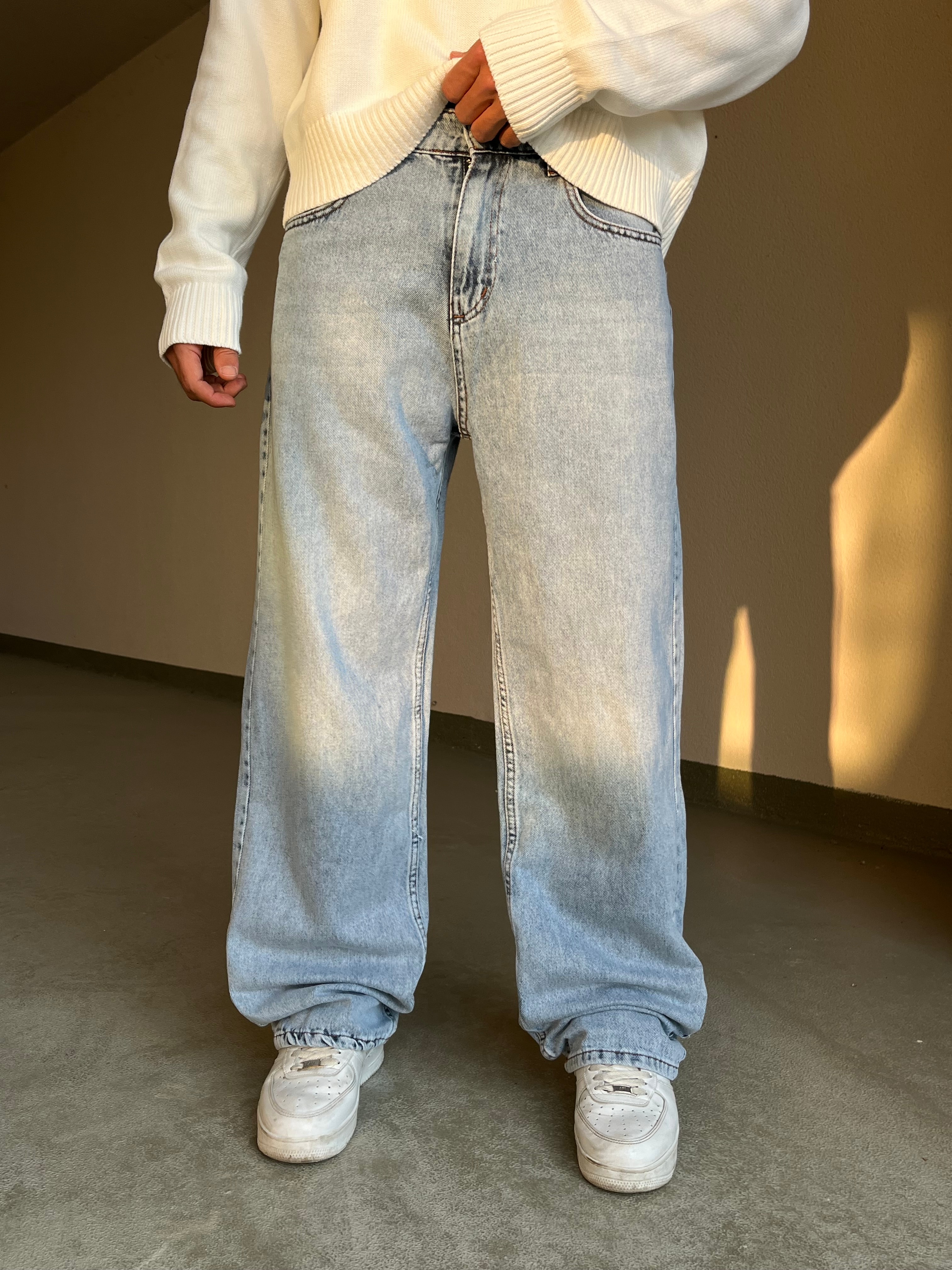 Ice Blue Baggy Pantolon