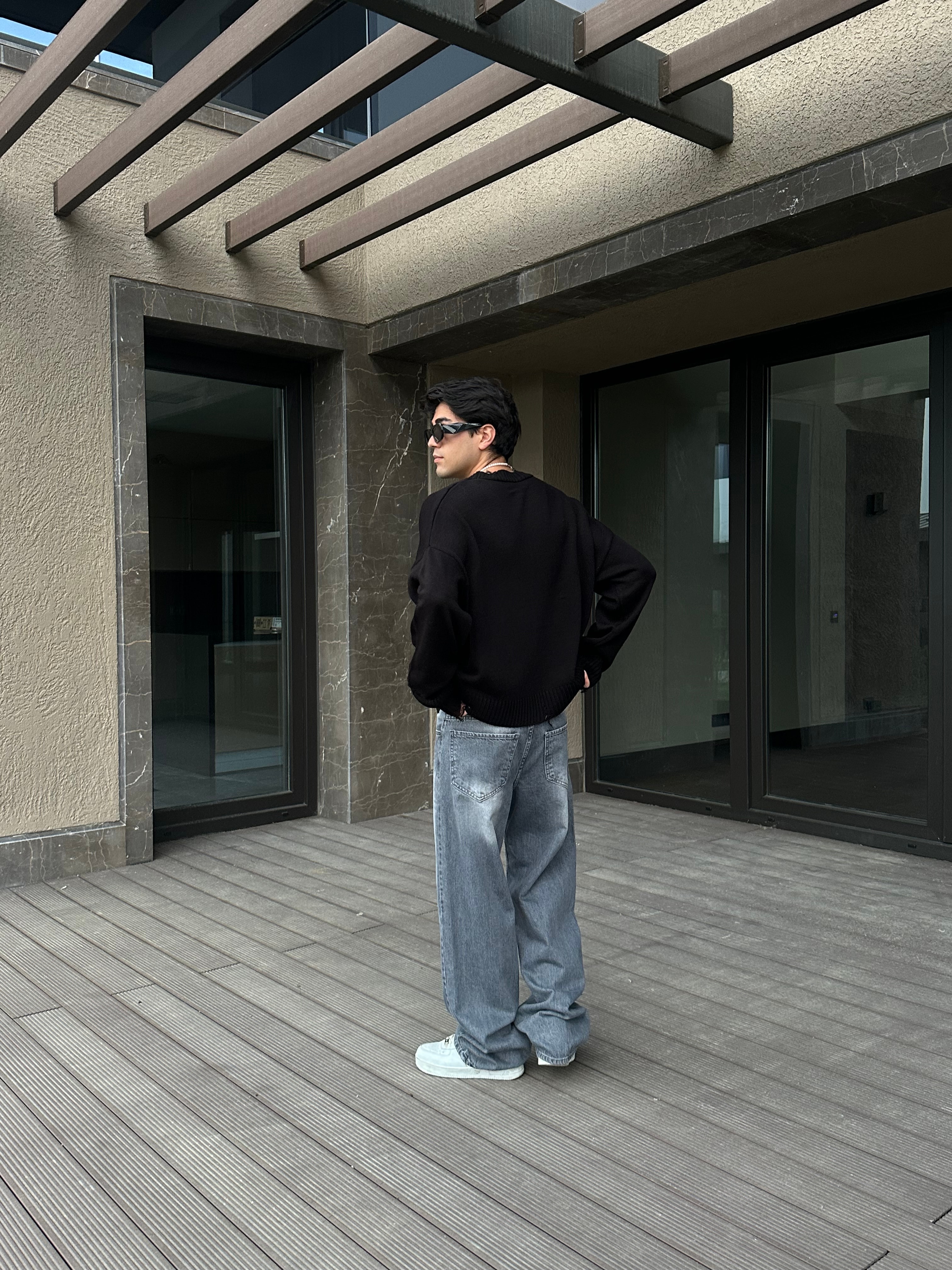 Gri Washed Baggy Pantolon 