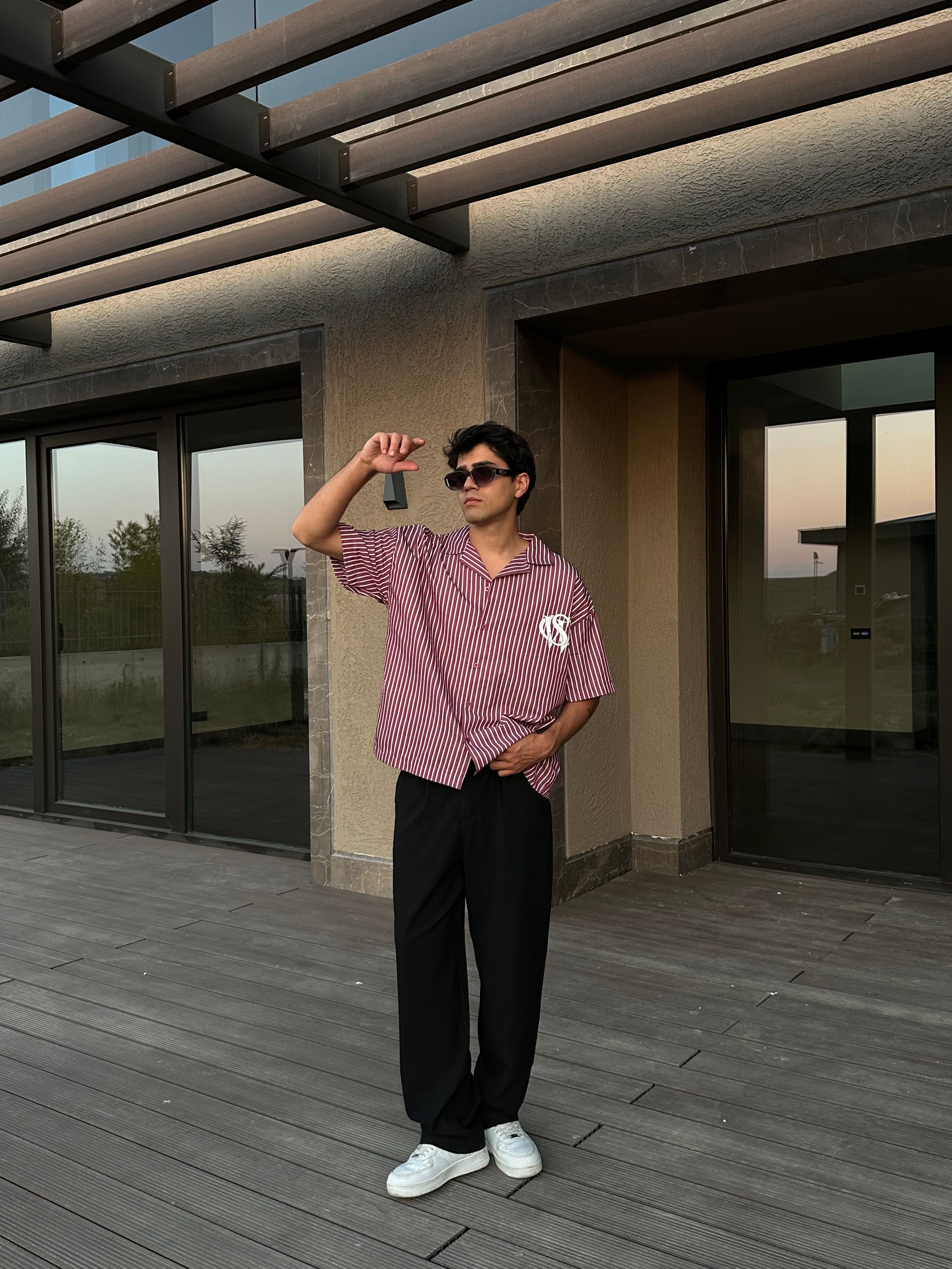 Sumwon Athl. Baskılı Oversize Gömlek - Bordo