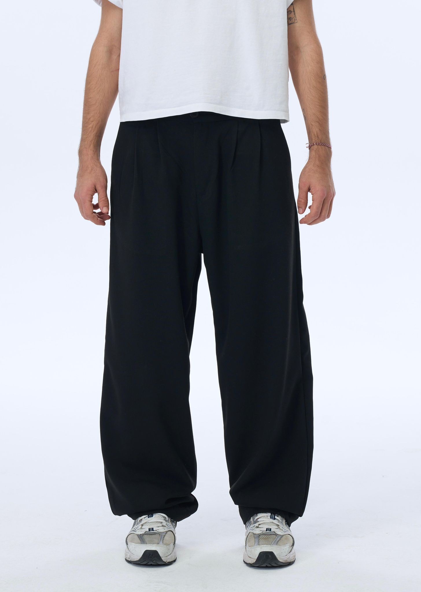 Basic Siyah Baggy Kumaş Pantolon