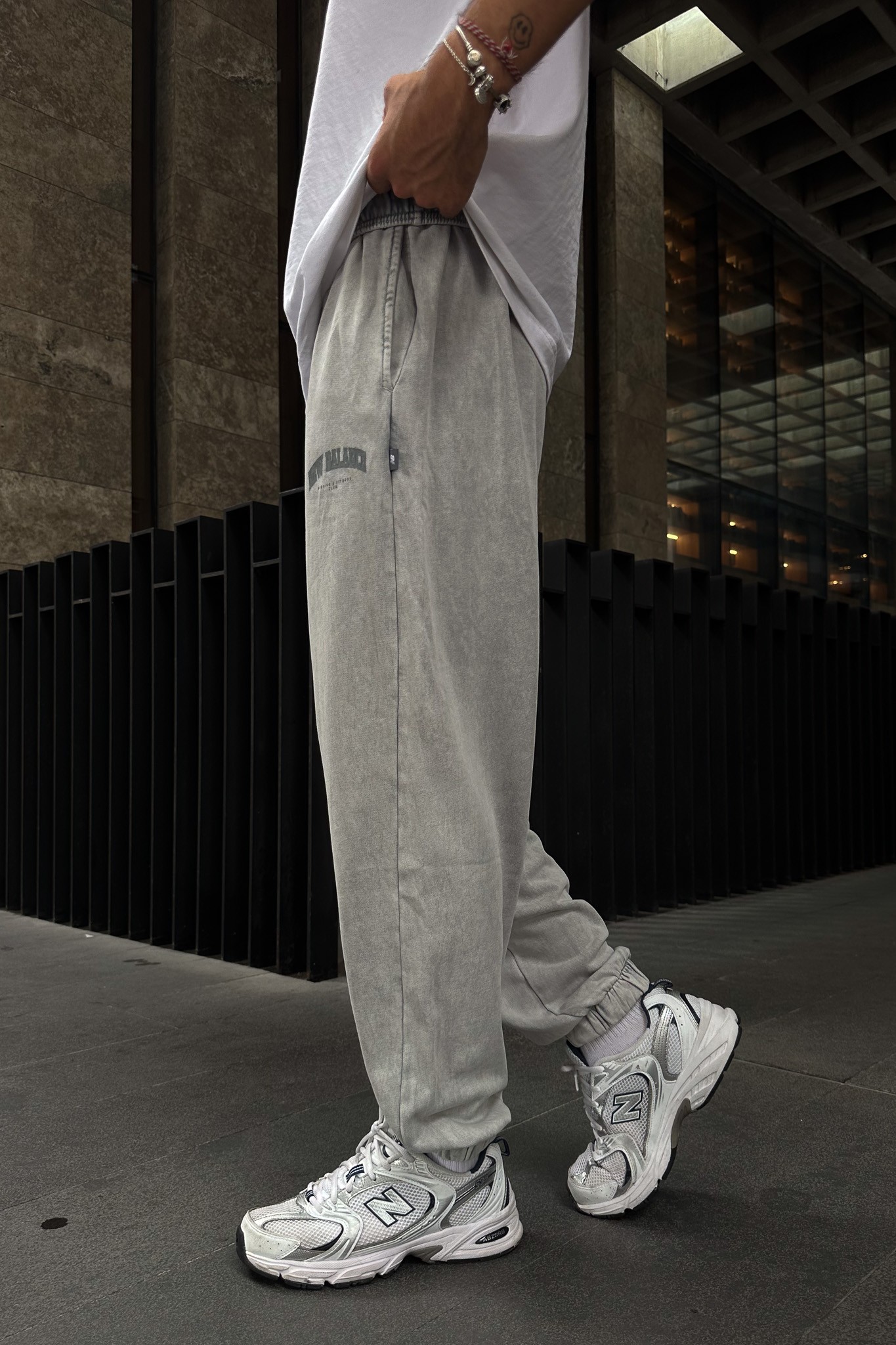 Washed Grey Track Pants