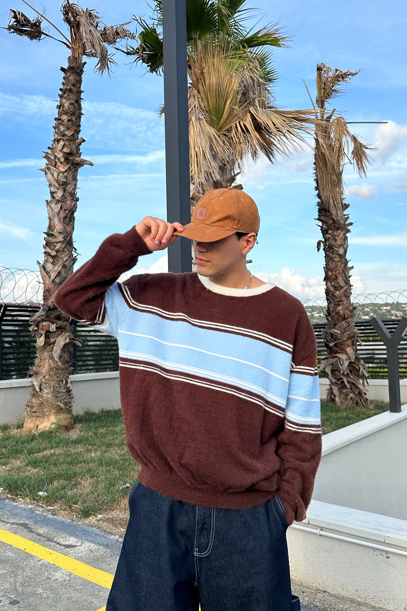 Brown-Blue Plush Sweatshirt