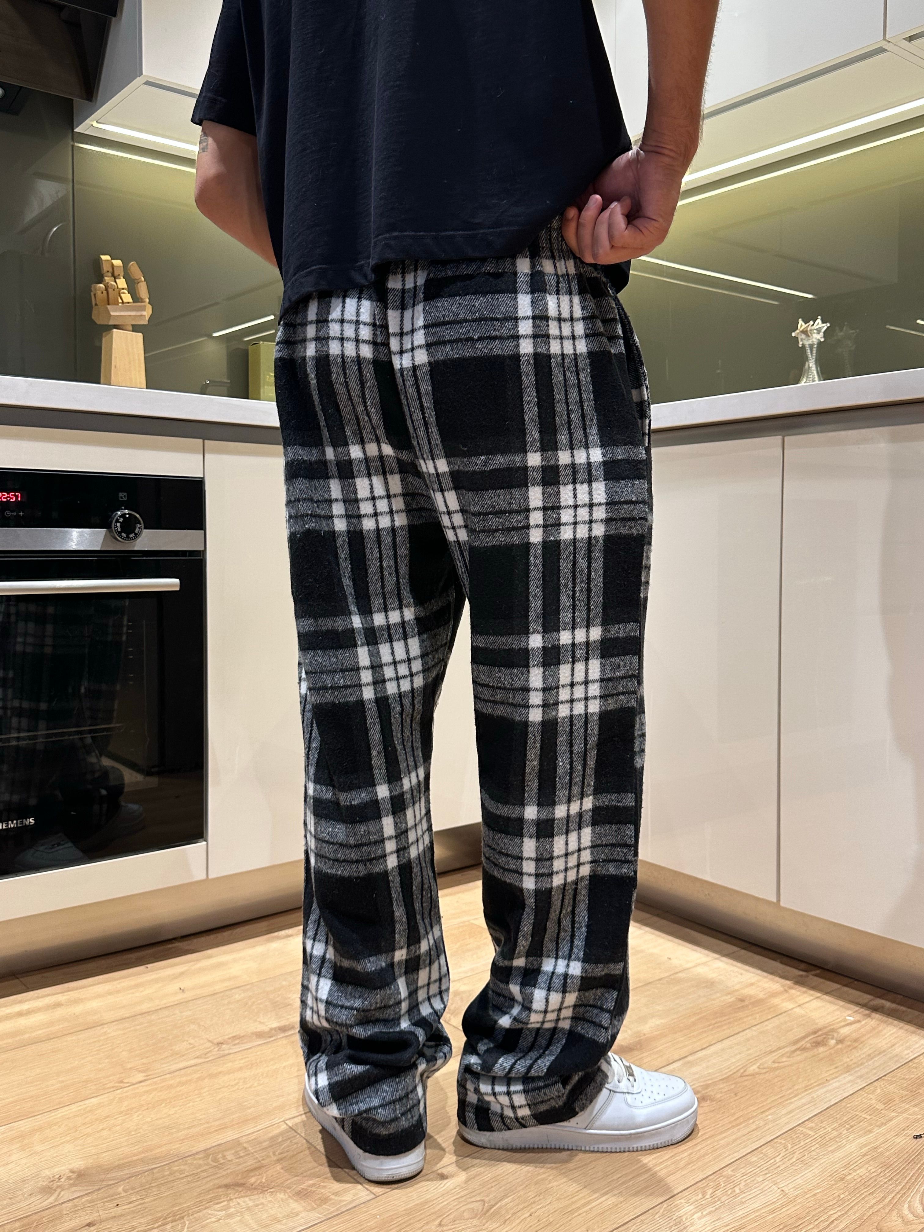 Siyah Beyaz Ekose Pijama Altı 