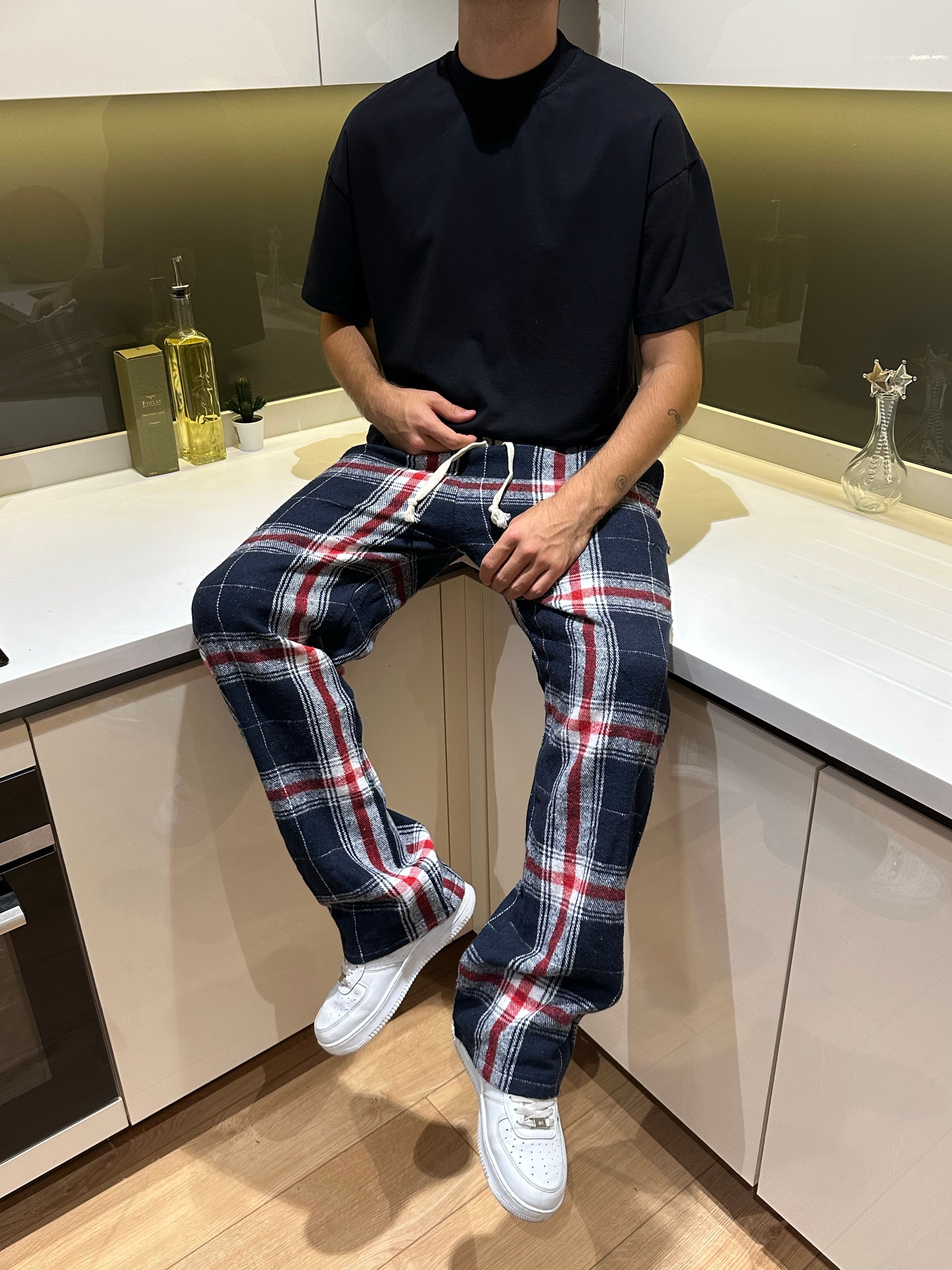 Kırmızı Lacivert Ekose Pijama Altı