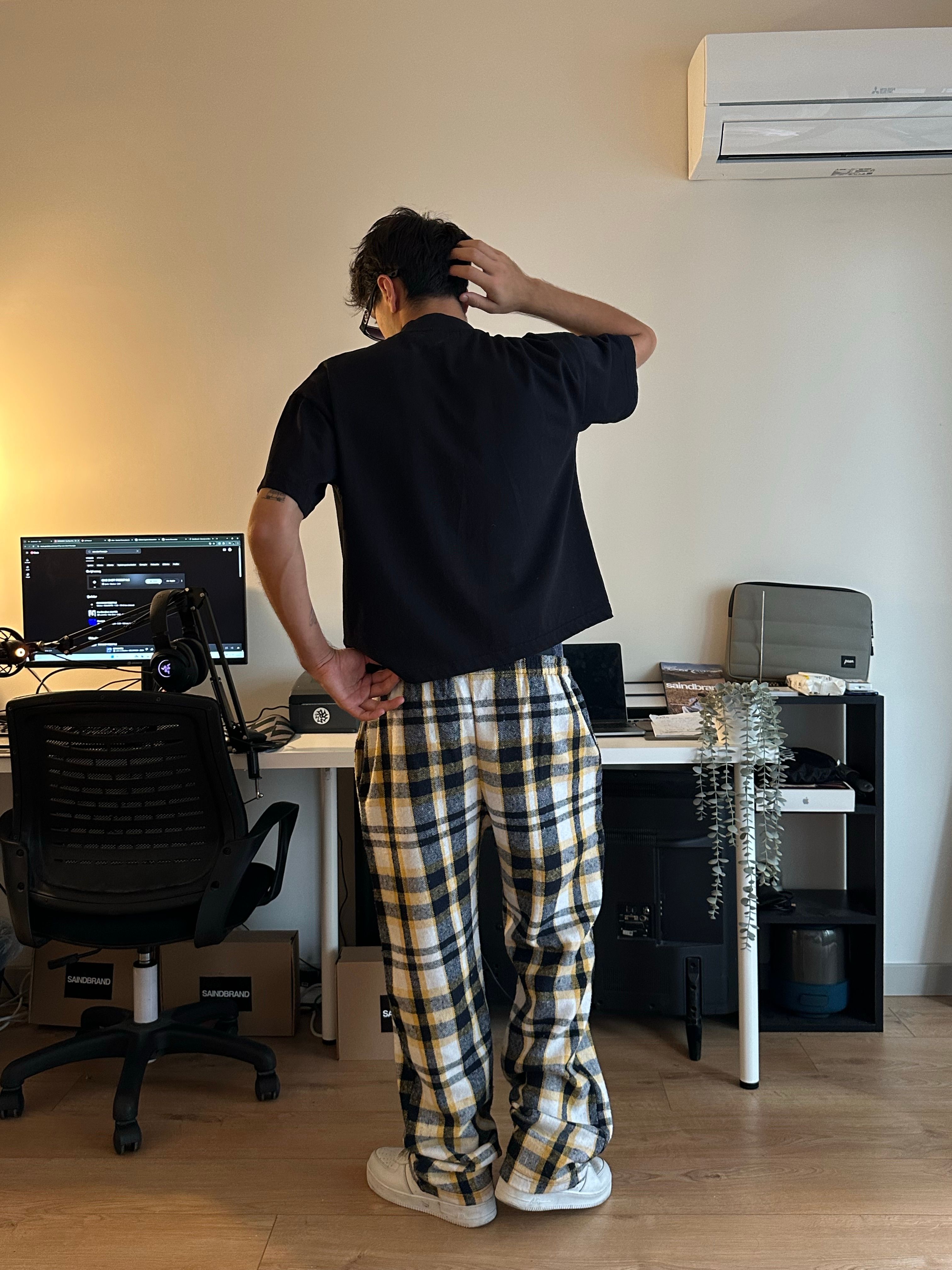 Sarı Siyah Ekose Pijama Altı