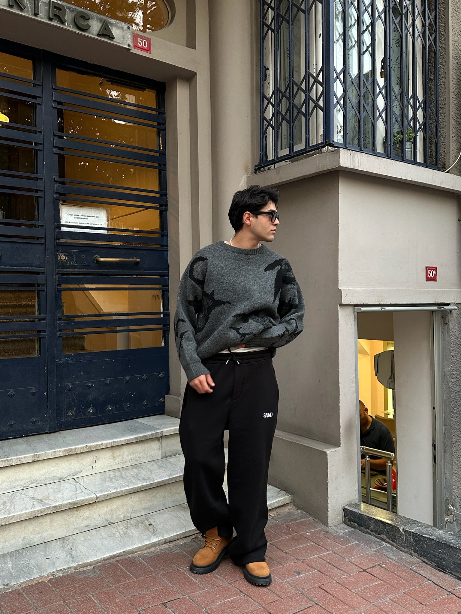 SAIND Nakışlı Premium Ayarlanabilir Paça Eşofman Altı  - Siyah