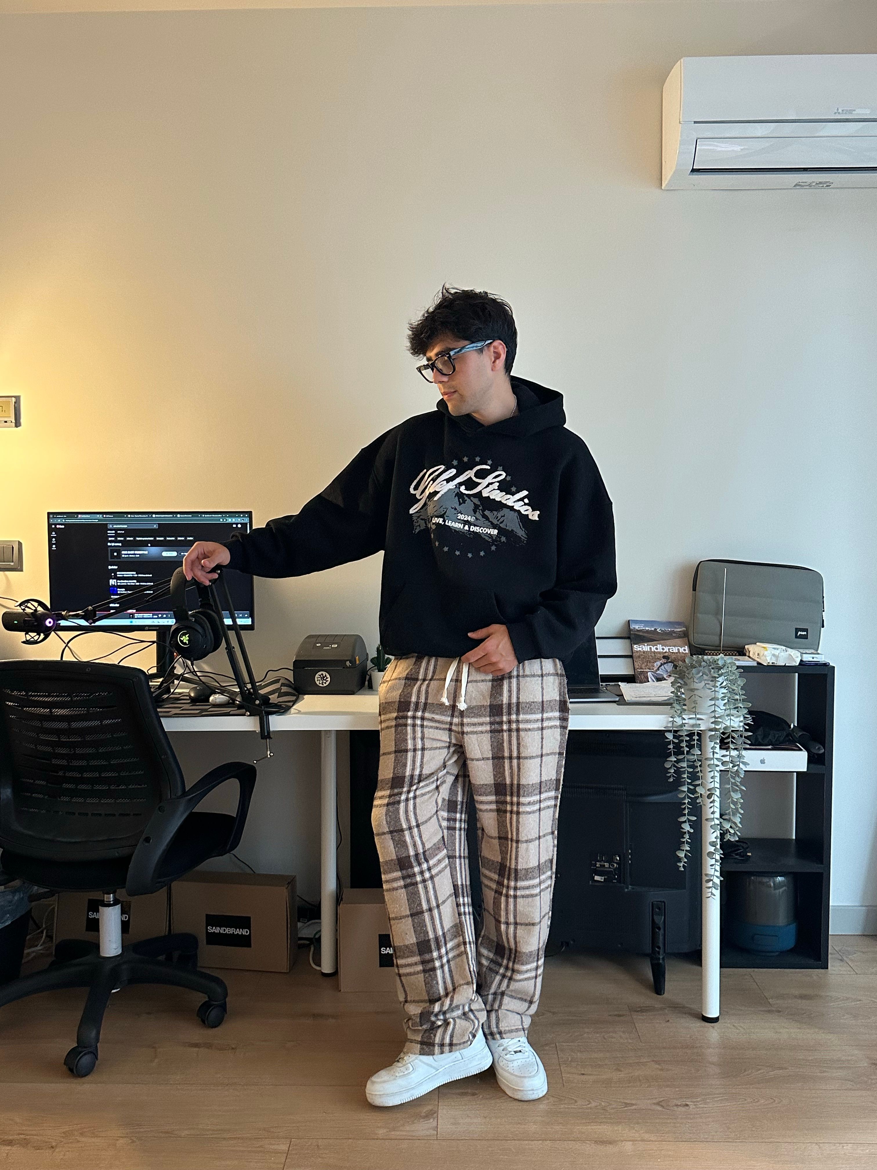Krem Kahve Ekose Pijama Altı