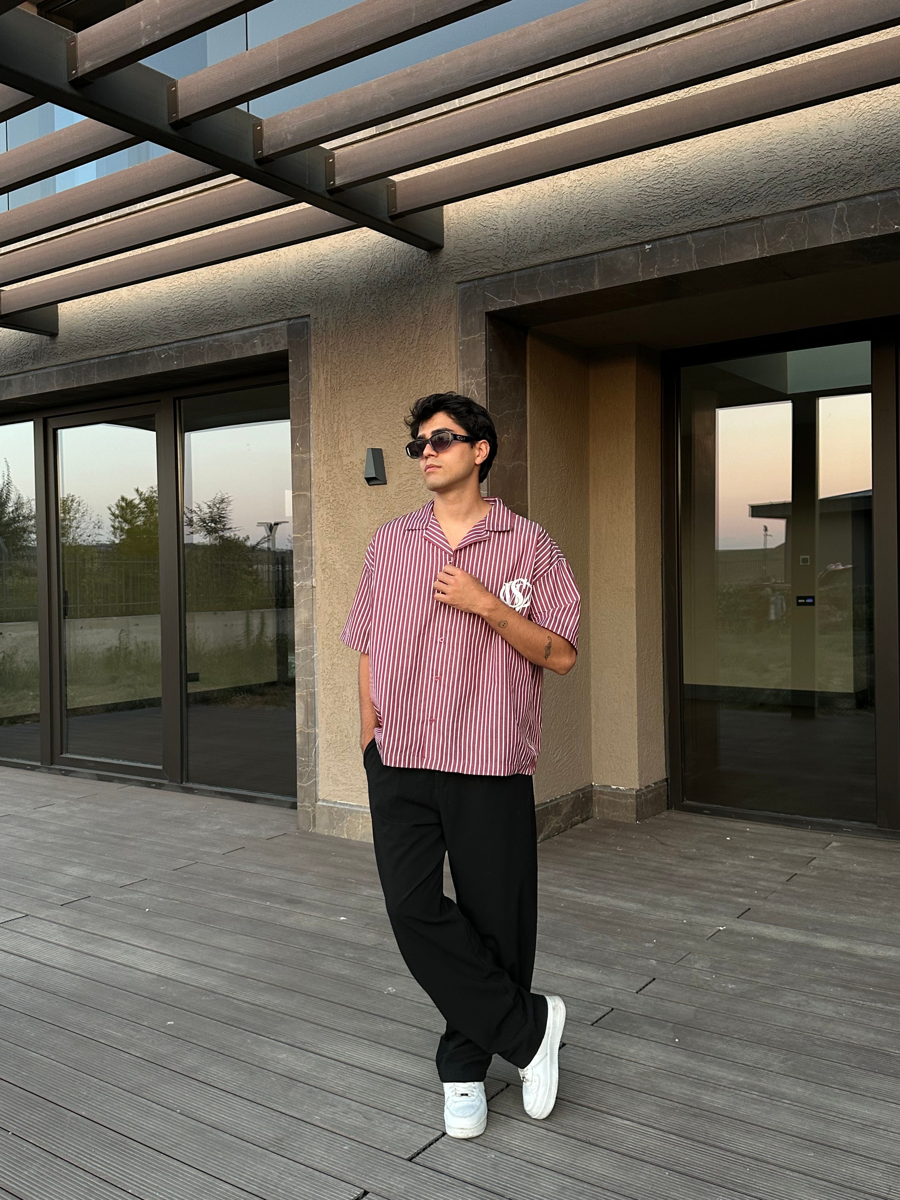 Sumwon Athl. Baskılı Oversize Gömlek - Bordo