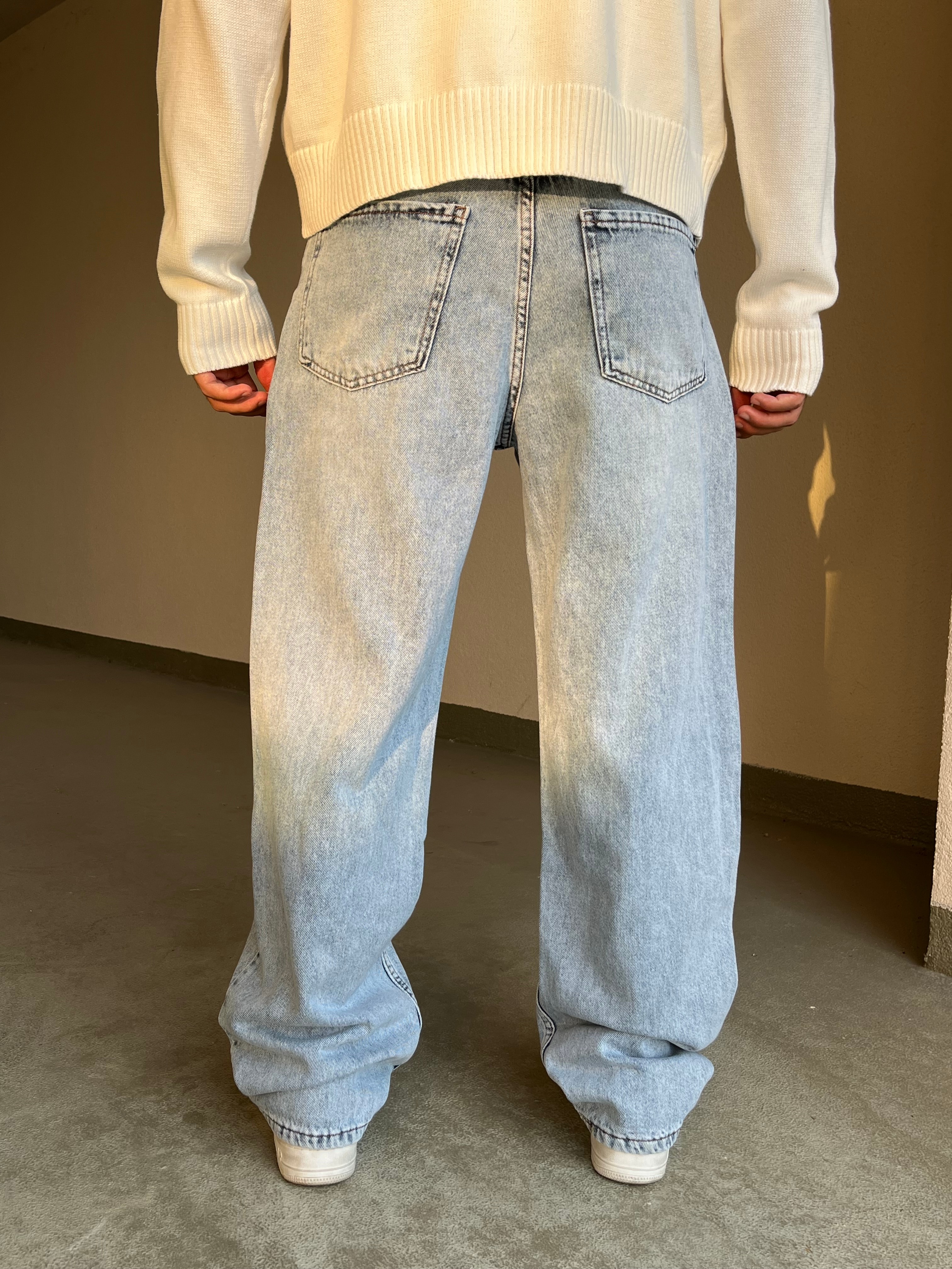 Ice Blue Baggy Pantolon