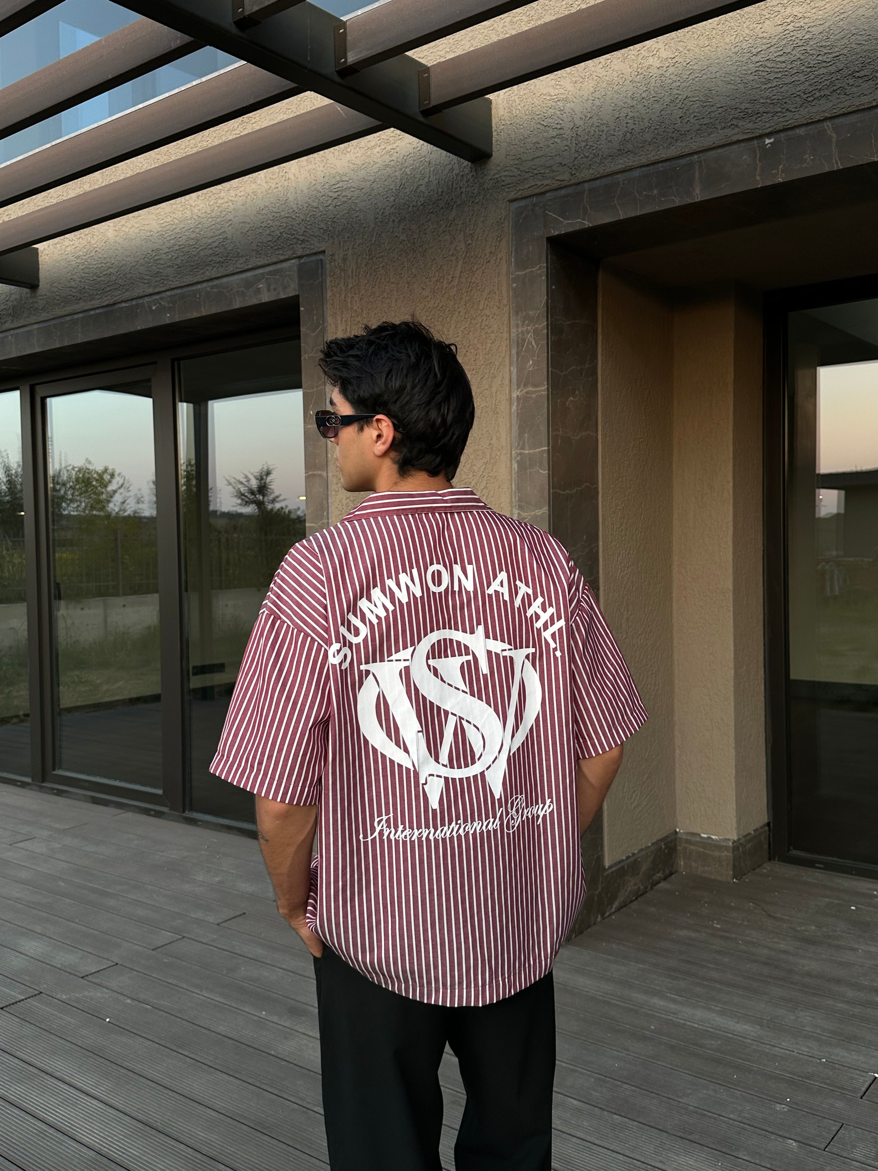 Sumwon Athl. Baskılı Oversize Gömlek - Bordo