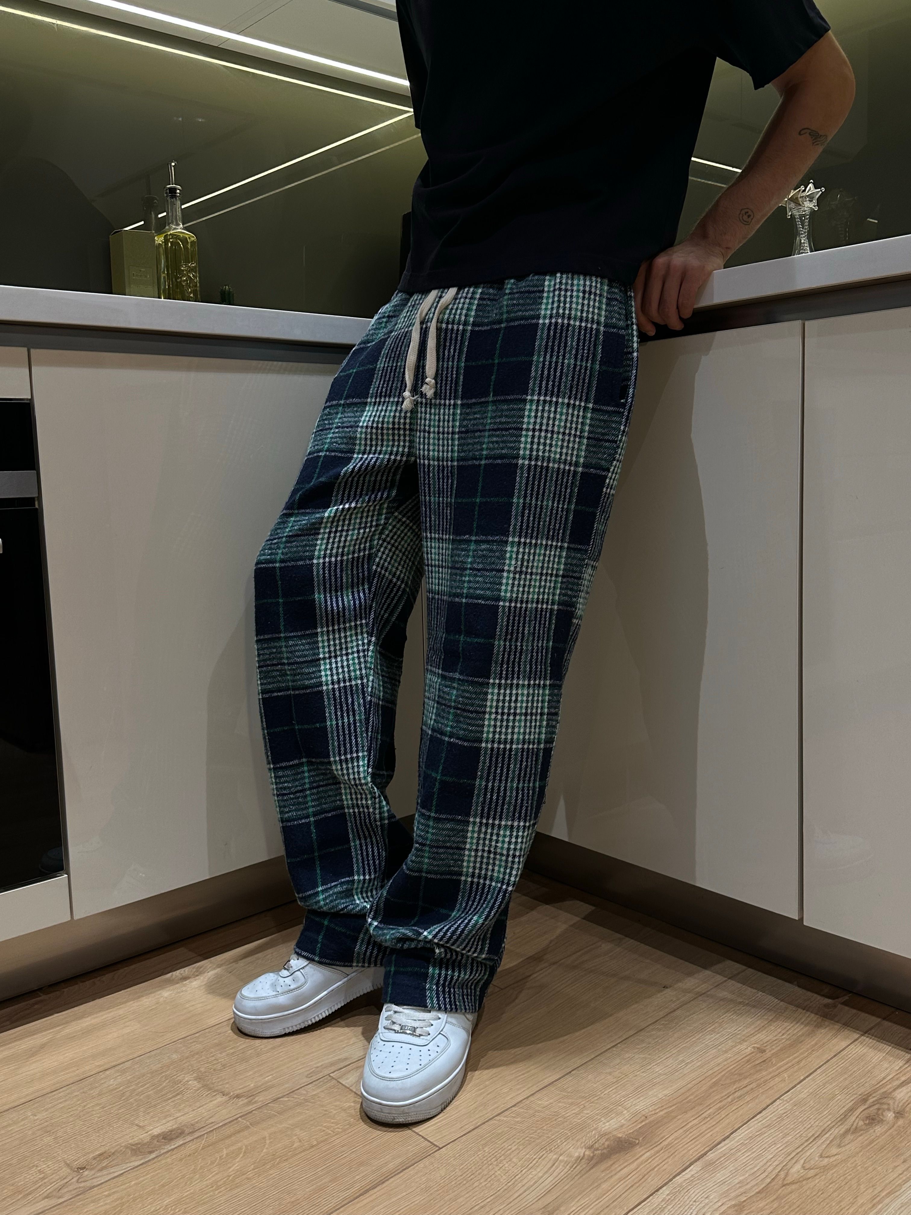 Yeşil Mavi Ekose Pijama Altı
