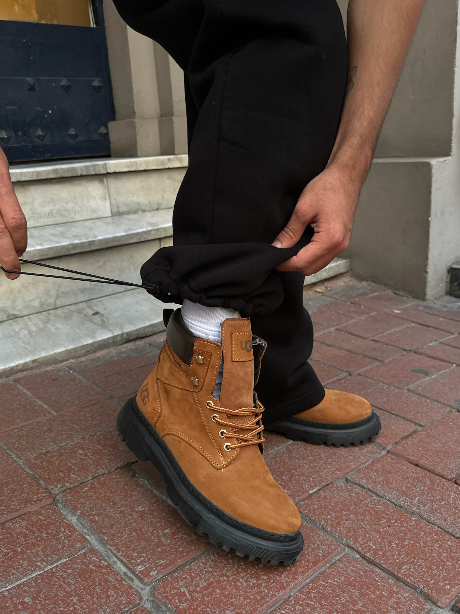 SAIND Nakışlı Premium Ayarlanabilir Paça Eşofman Altı  - Siyah