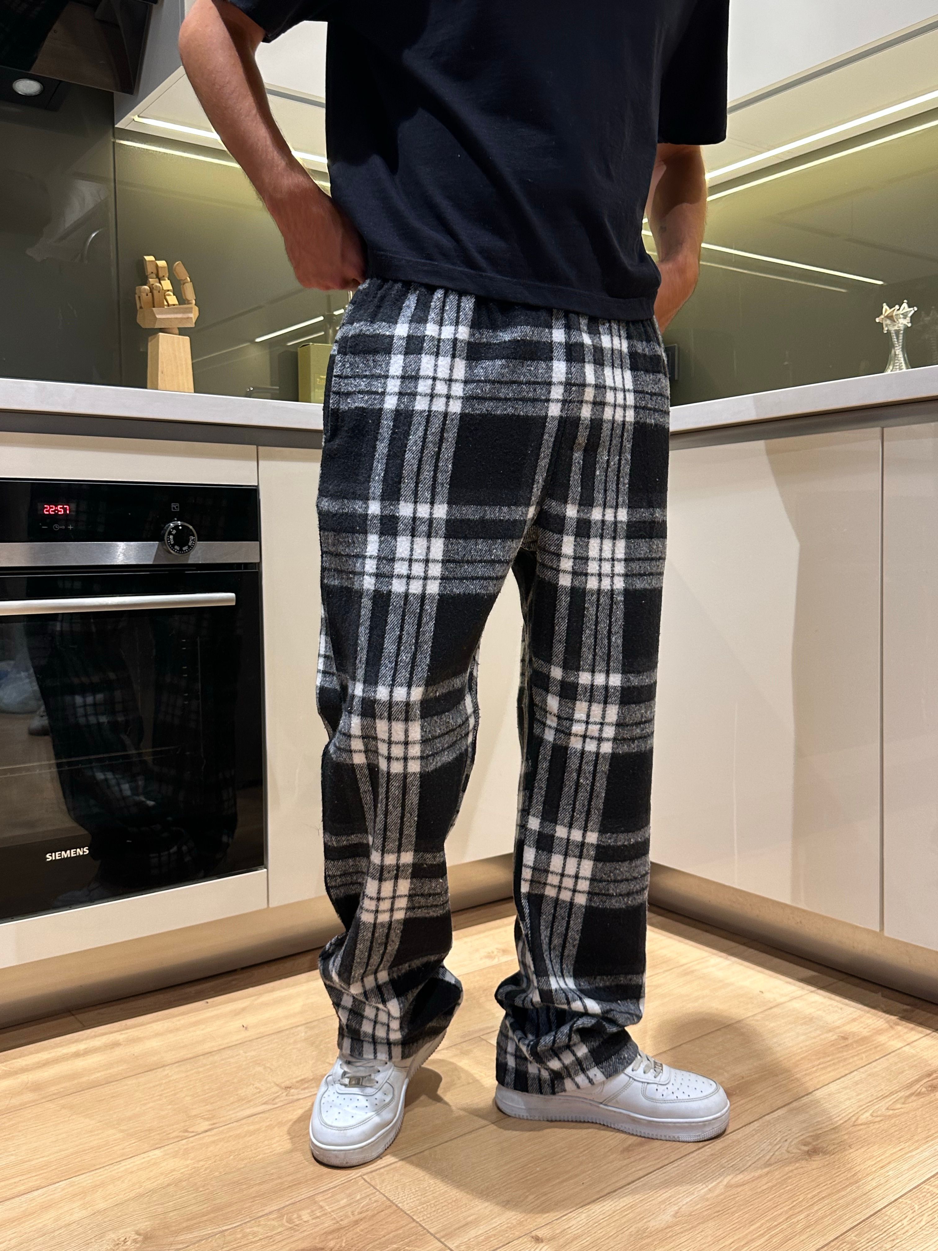 Siyah Beyaz Ekose Pijama Altı 