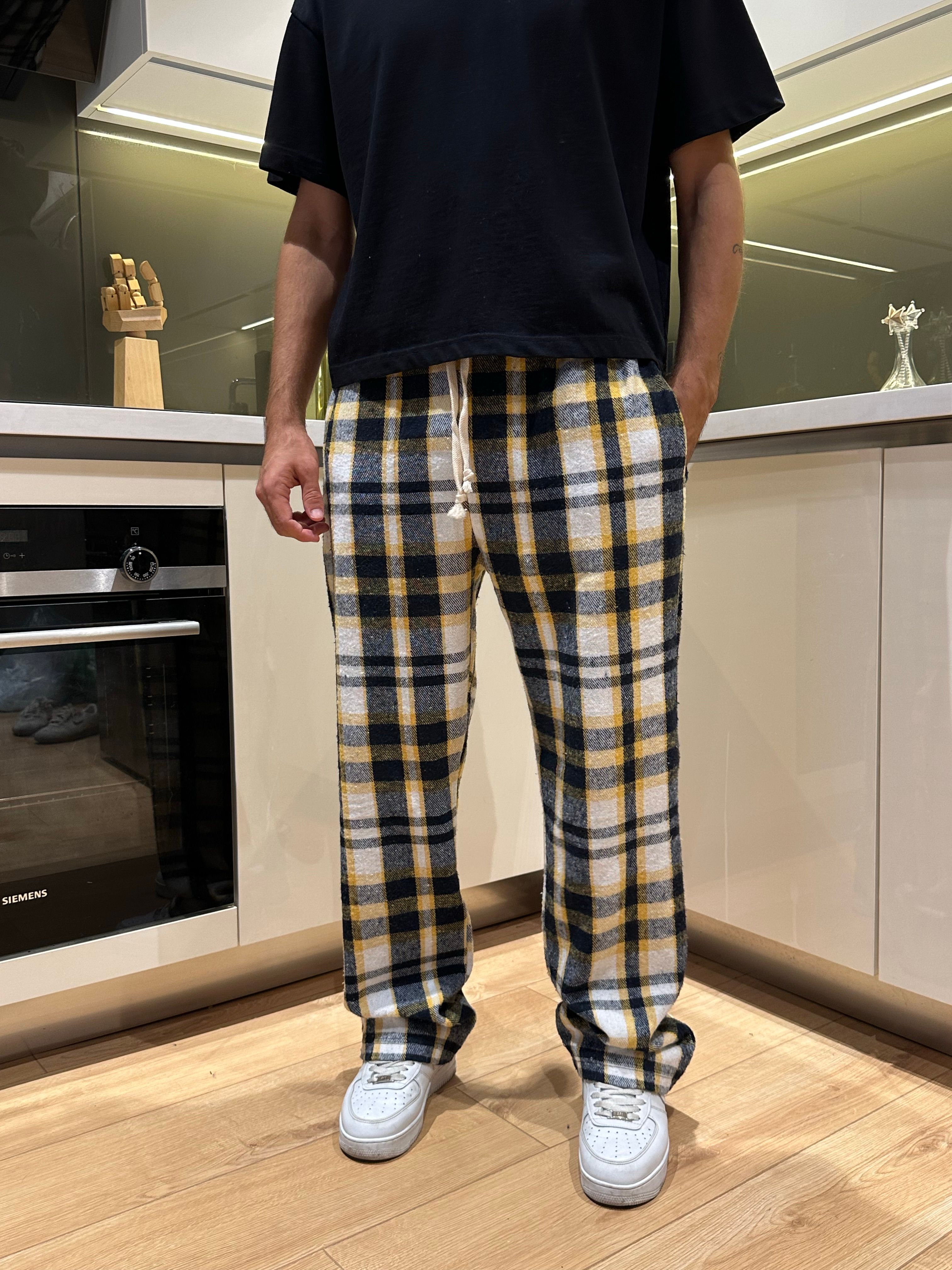 Sarı Siyah Ekose Pijama Altı