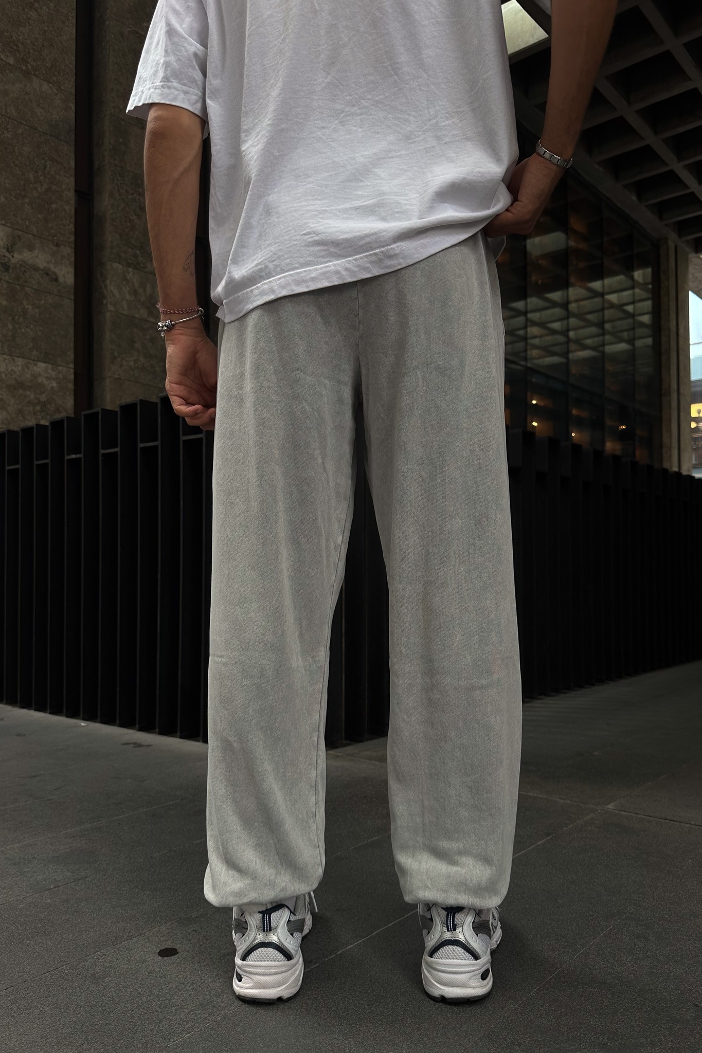 Washed Grey Track Pants