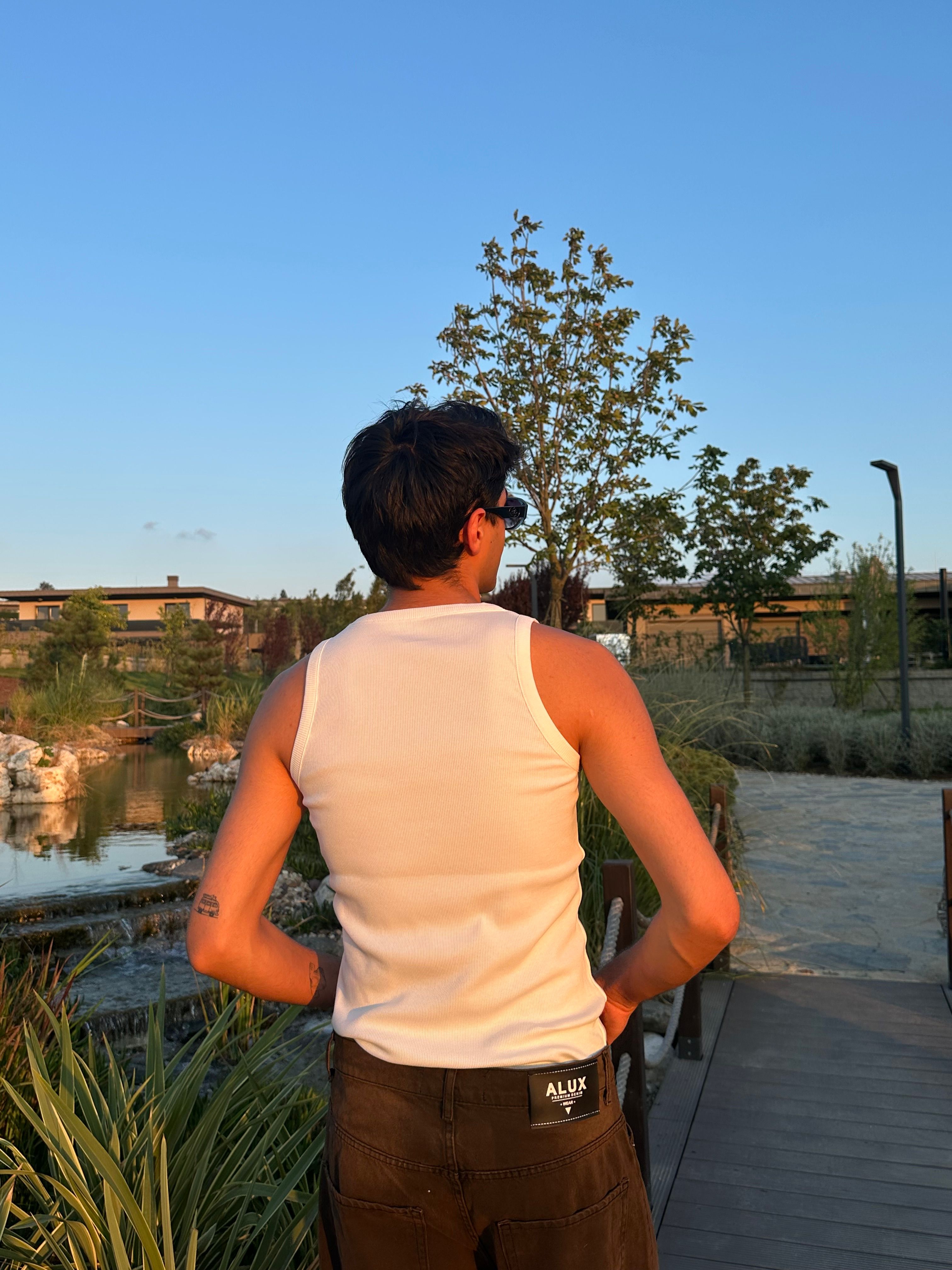 Beyaz Premium Tank Top Atlet - Beyaz