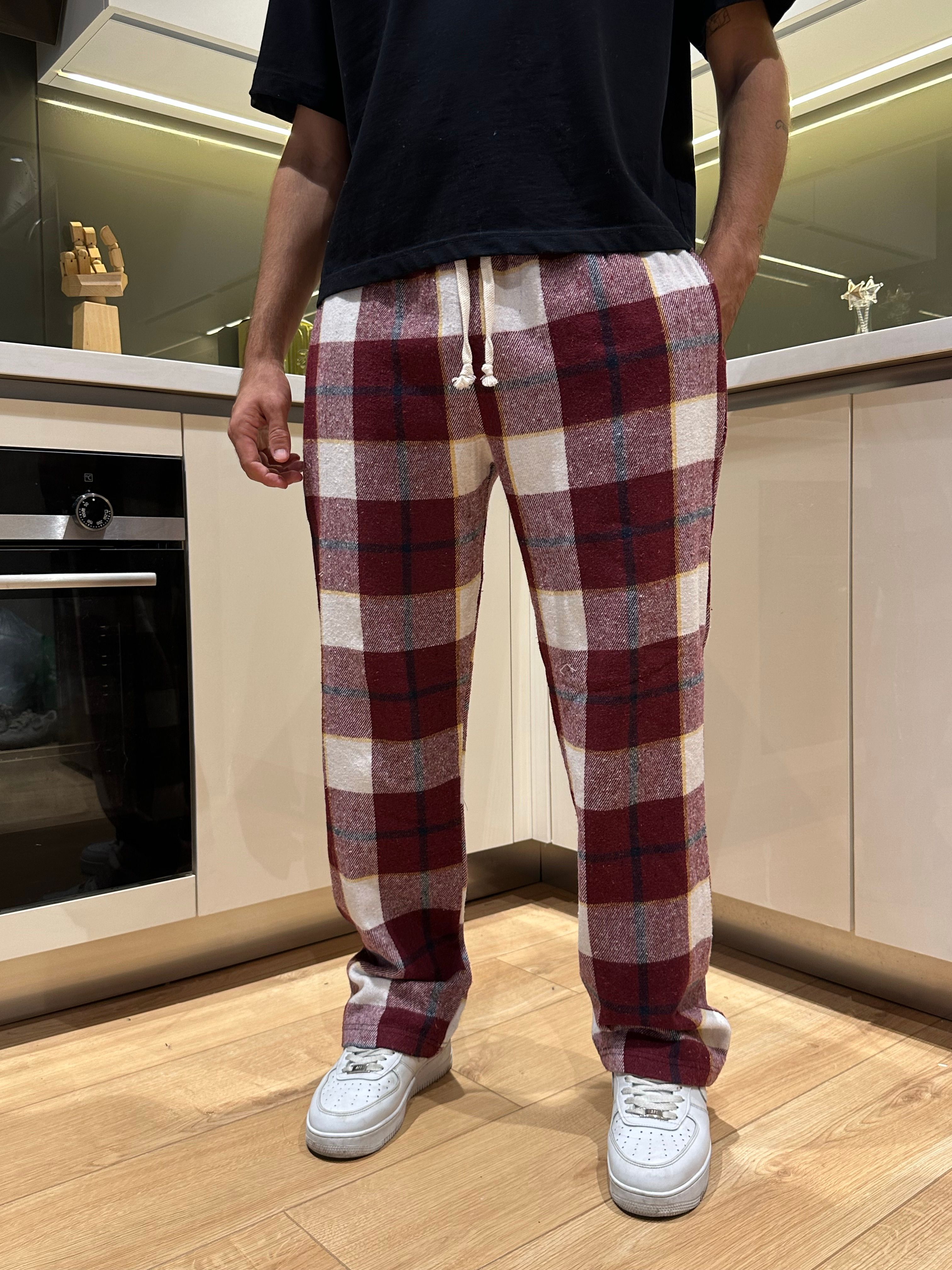 Kırmızı Beyaz Ekose Pijama Altı