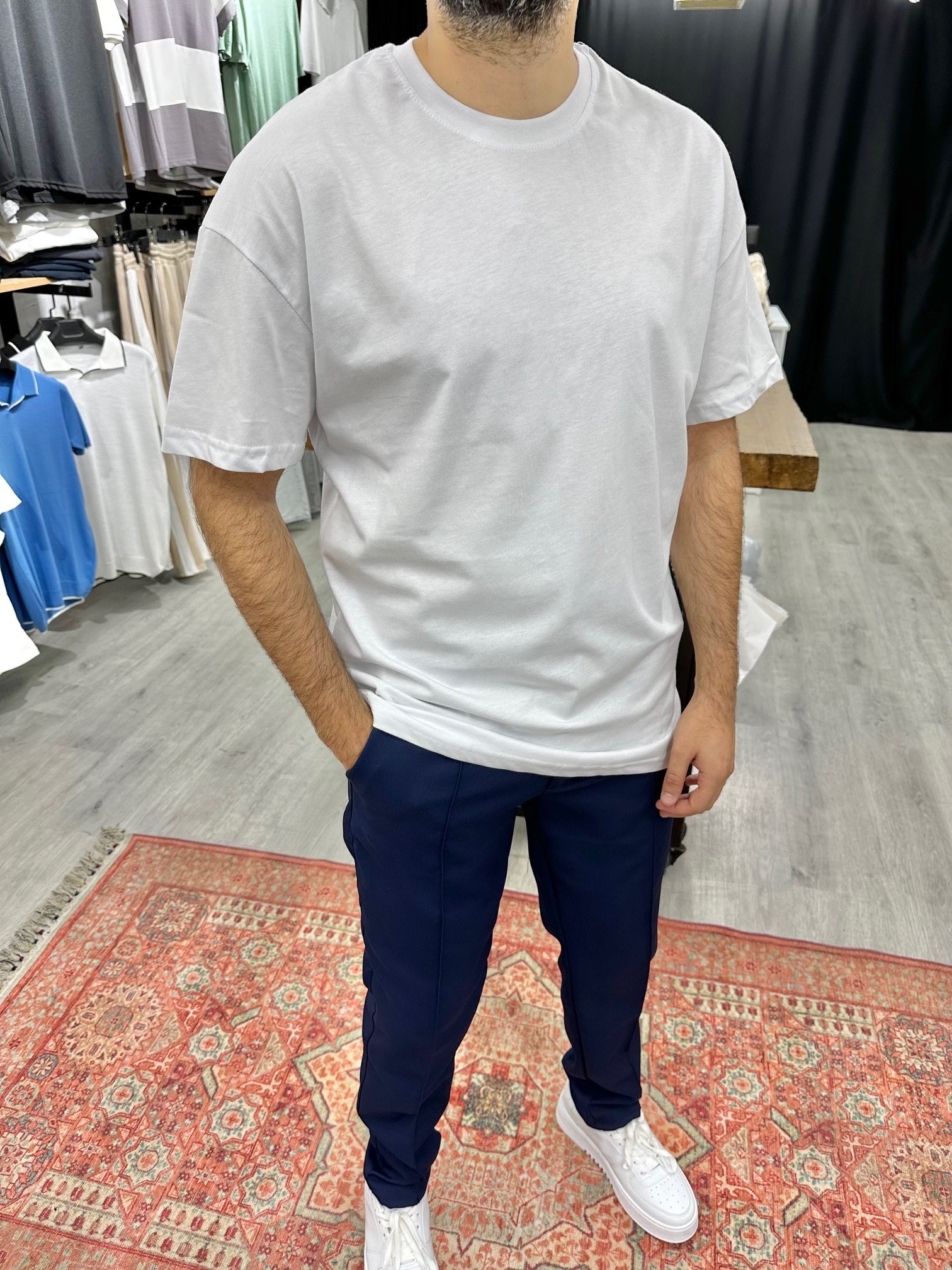 Beyaz Basic Oversize Tişört